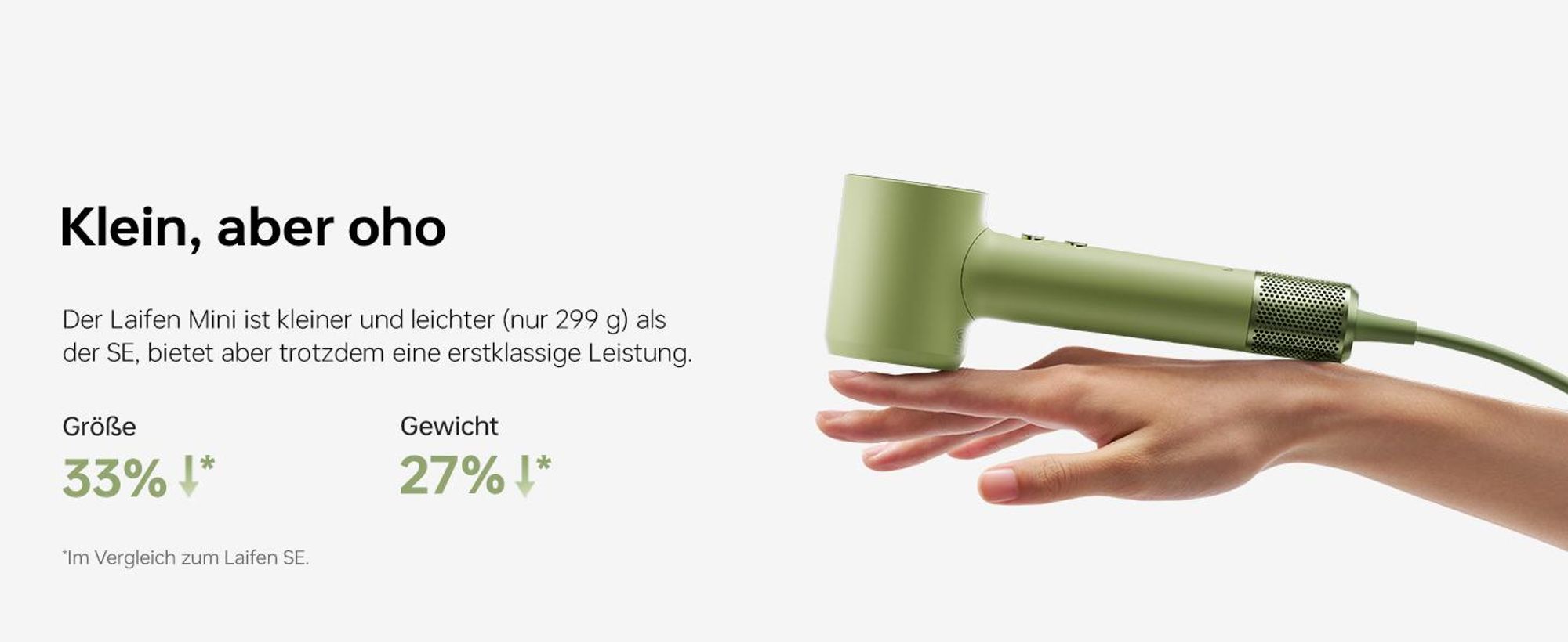 Laifen Mini Hochgeschwindigkeits-Haartrockner Grün