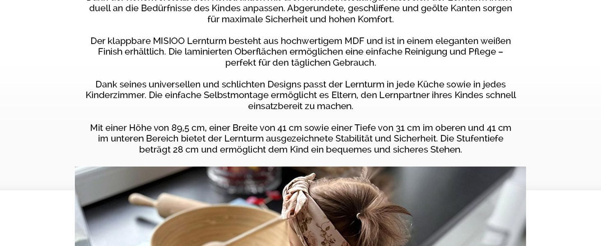 MISIOO Lernturm ab 1 Jahr für Kinder – Einstellbare Stufenhöhe – 3 Höhenstufen – Abgerundete Kanten – Laminierte Oberflächen – Bis zu 50kg
