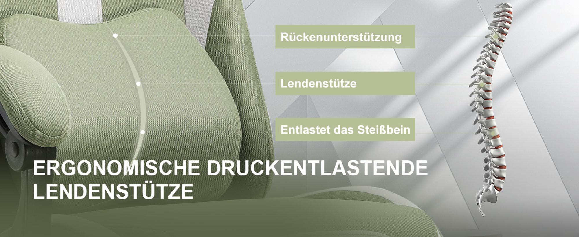 GTPLAYER Gaming Stuhl Ergonomischer Gaming Sessel Schreibtischstuhl mit Stoffoberfläche Atmungsaktiver Bürostuhl Federsitzkissen mit Fußstütze Grün