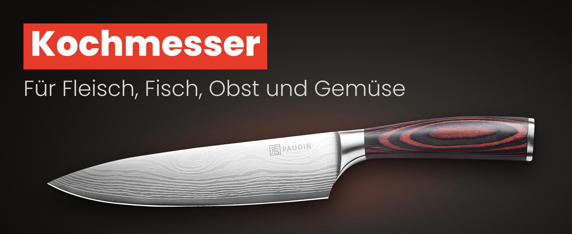 Kochmesser PAUDIN N1 mit gelasertem Wellenmuster und Griff aus Pakkaholz
