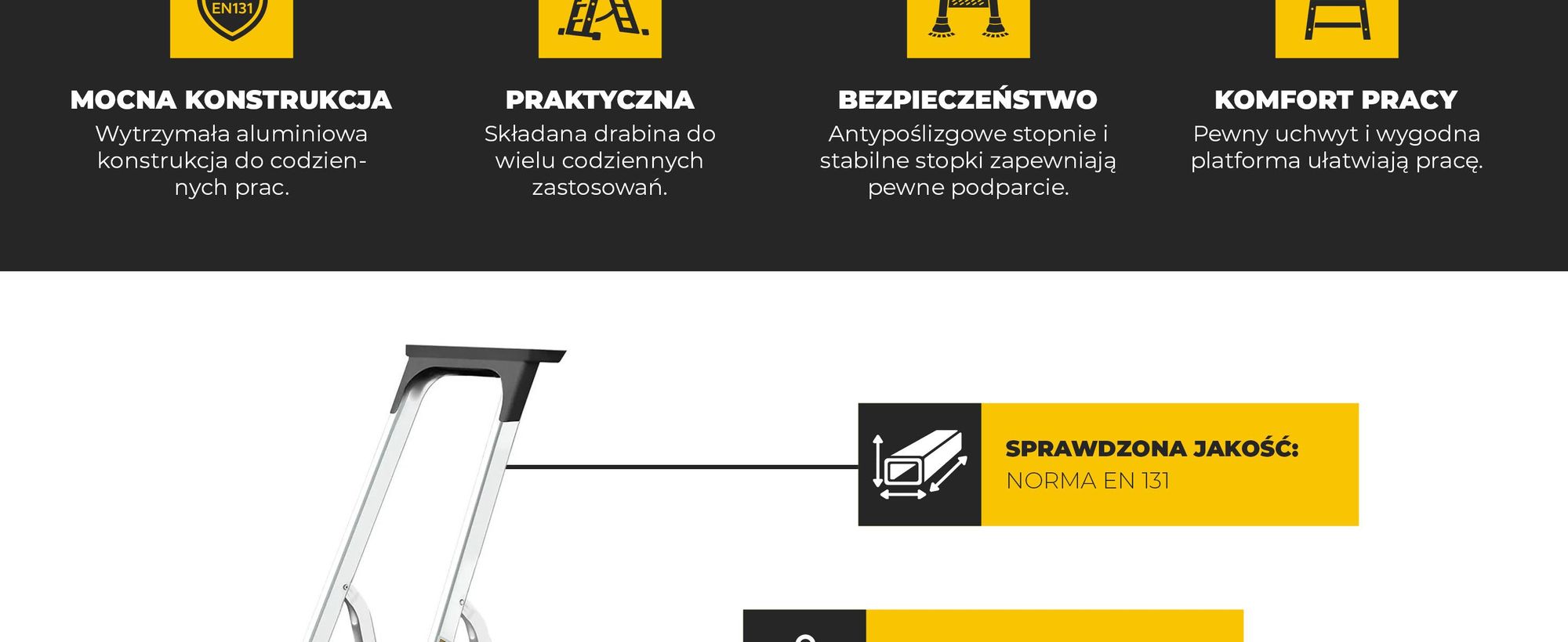 Drabest | Drabina domowa - 4 szczeble - 150 kg - półka - wysokość robocza 2,75 m