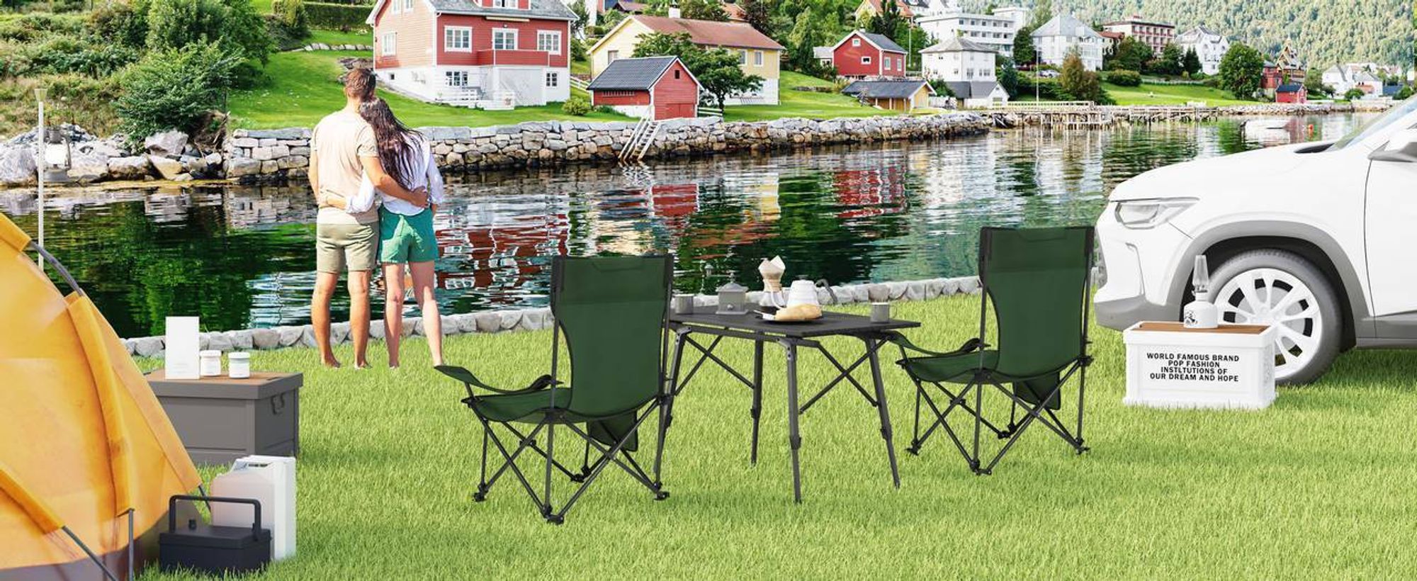 WOLTU Campingstuhl klappbar Faltstuhl belastbar 150 kg aus Oxford-Gewebe Grün