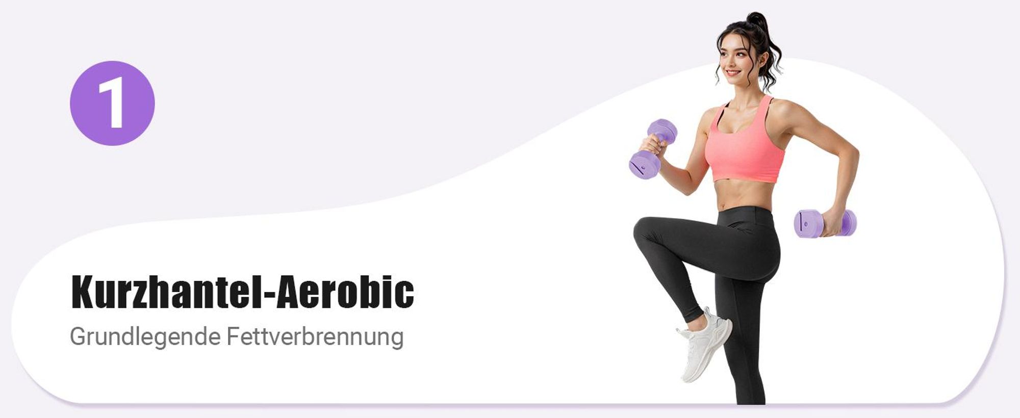 Verstellbare 4-in-1 Kurzhanteln 2er Set (1–4 kg) – Fitness Dumbbells für Zuhause & Home Gym, Krafttraining & Geschenkidee, lila