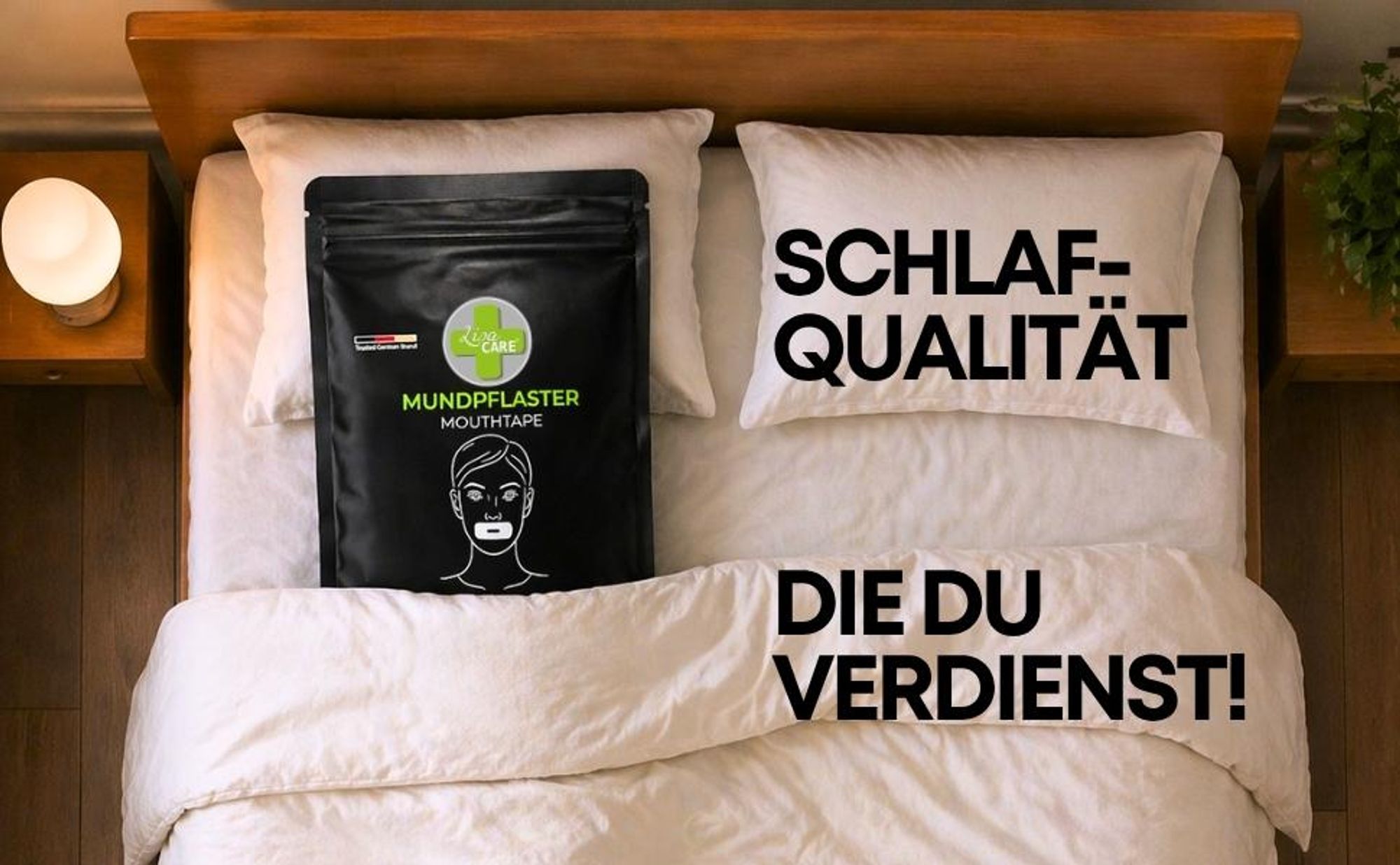 LisaCare Pflaster - Mouth Tape - Mundaufkleber für Nasenatmung - Schwarz - 30 Stück - Schlaf Tape - Schlafpflaster - Mund-Pflaster