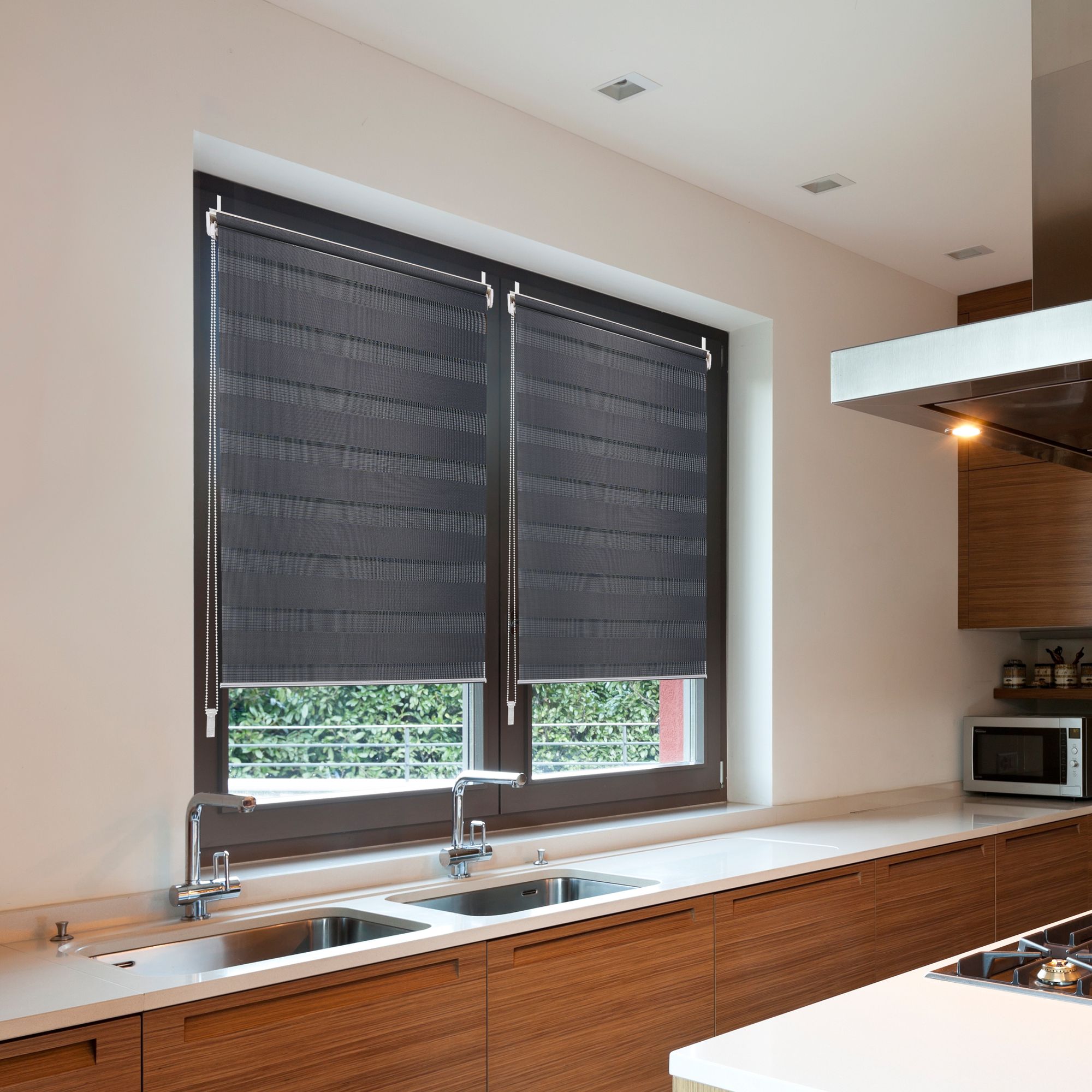 Doppelrollo DuoRollo Klemmfix ohne Bohren Seitenzug Fenster Rollo cremeweiß 65cm (61cm Stoffbreite) 150 cm