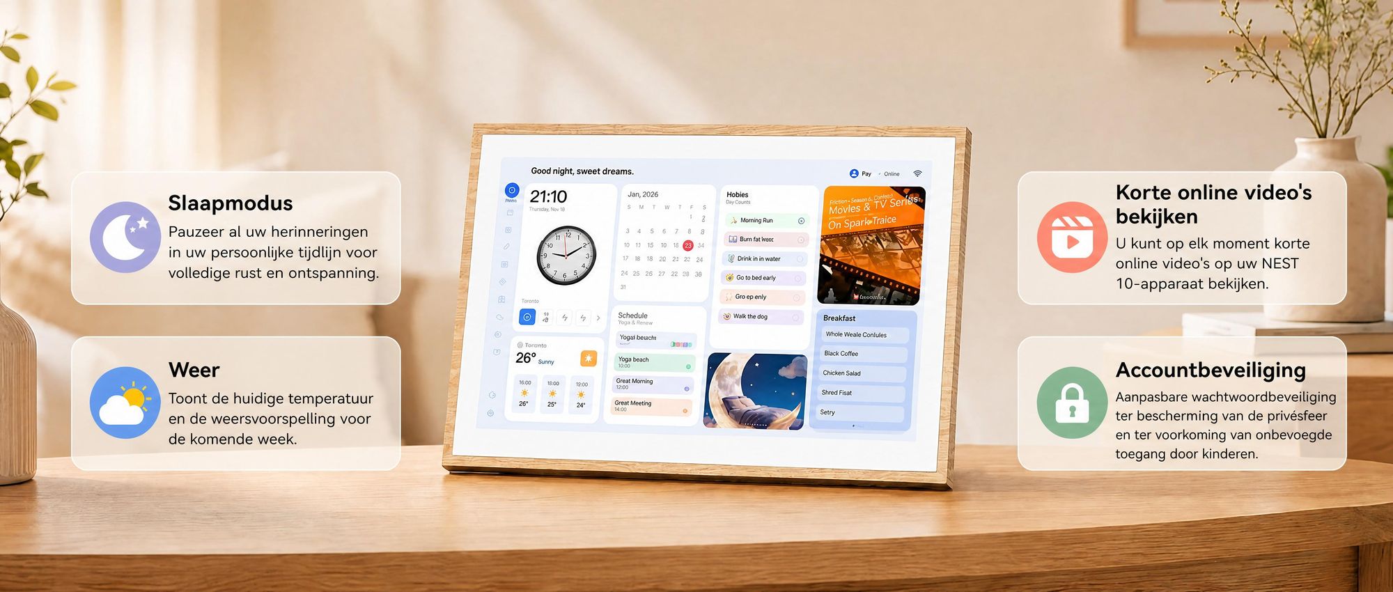 Blackview NEST 10, 10,1-inch digitale kalender en fotolijst met touchscreen, WIFI, 1280x800, 16:10, foto-deling, een uniek cadeau voor koppels