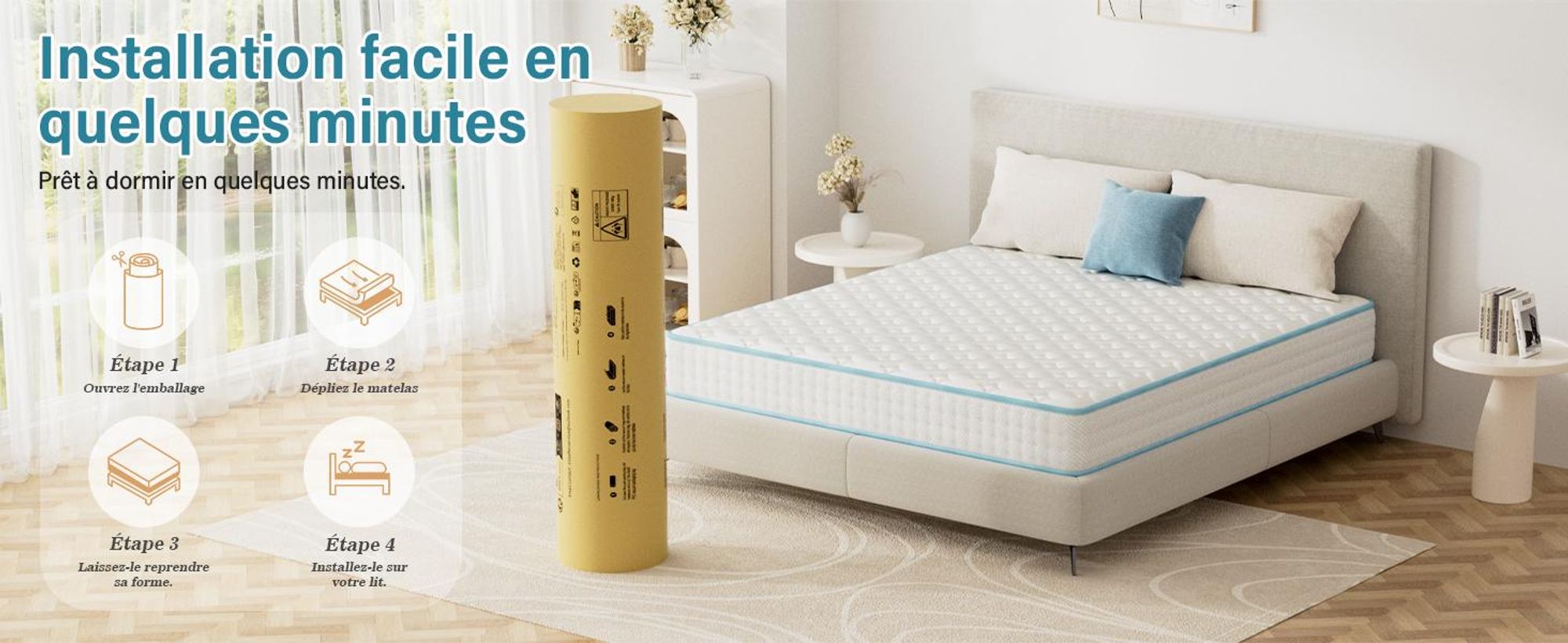 DEWINNER Matratze 140 x 190 cm, Memory-Schaum, Stärke 18 cm, beidseitig verwendbar, ergonomische 7-Zonen-Stützung, weicher und atmungsaktiver