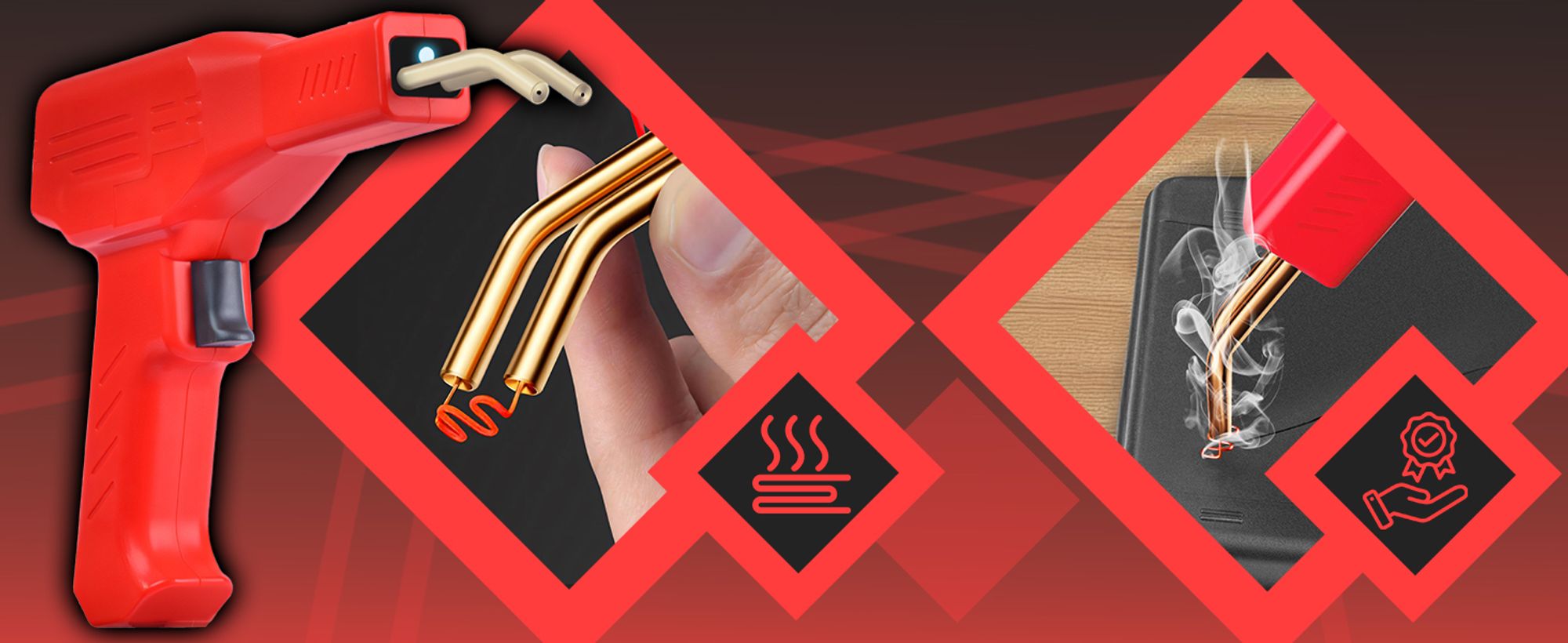 Kunststoff Schweißgerät Auto Schweißen Plastik Reparatur Set | 50W | mit LED Licht | mit 1200 Klammern | Lötkolben für Kunststoffe Heißhefter Retoo