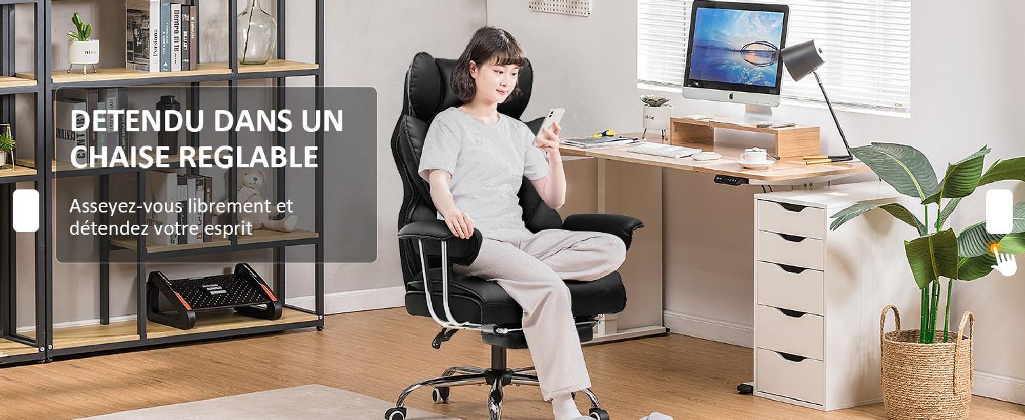 Chaise gamer GTPLAYER, Chaise gamer, Chaise de bureau ergonomique avec repose-pieds lombaires réglables et oreiller, Gaming Chair rembourrée, Fauteuil gamer