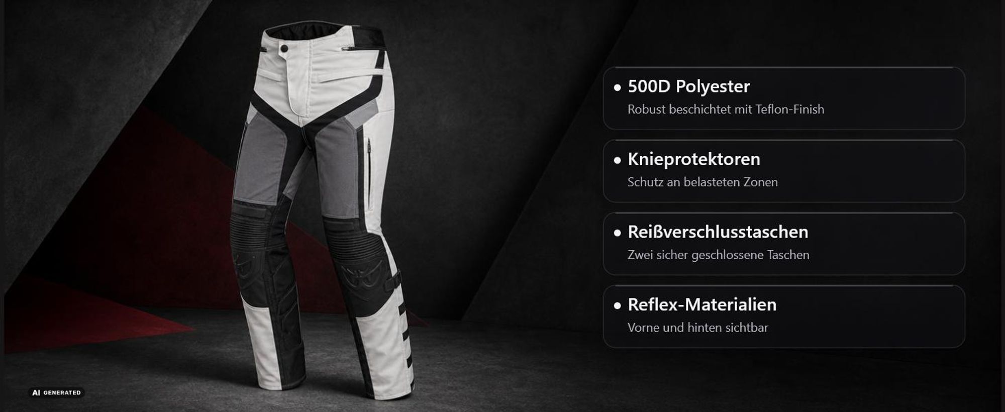 Berik Striker wasserdichte Motorrad Textilhose, schwarz, 54
