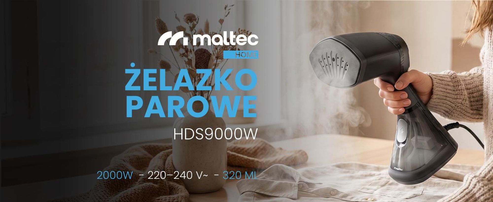 żelazko parowe z regulowaną dyszą o mocy 2000W w kolorze czarnym