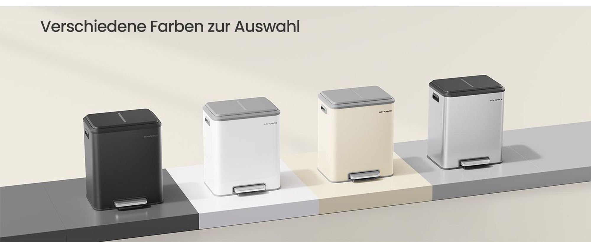SONGMICS Mülleimer Küche, Mülltrennsystem 2 x 15 L