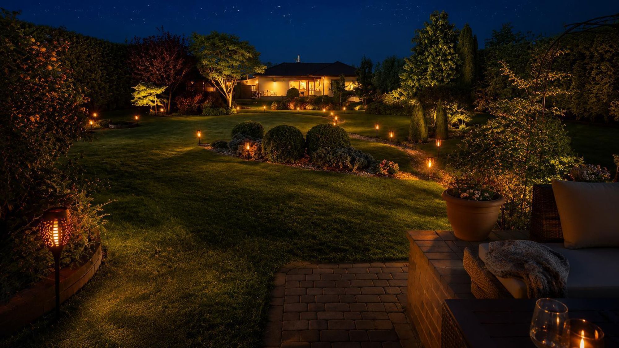 MasterLED Solar Gartenfackel 51cm Flammen-Effekt IP44 Schwarz LED Solarleuchte