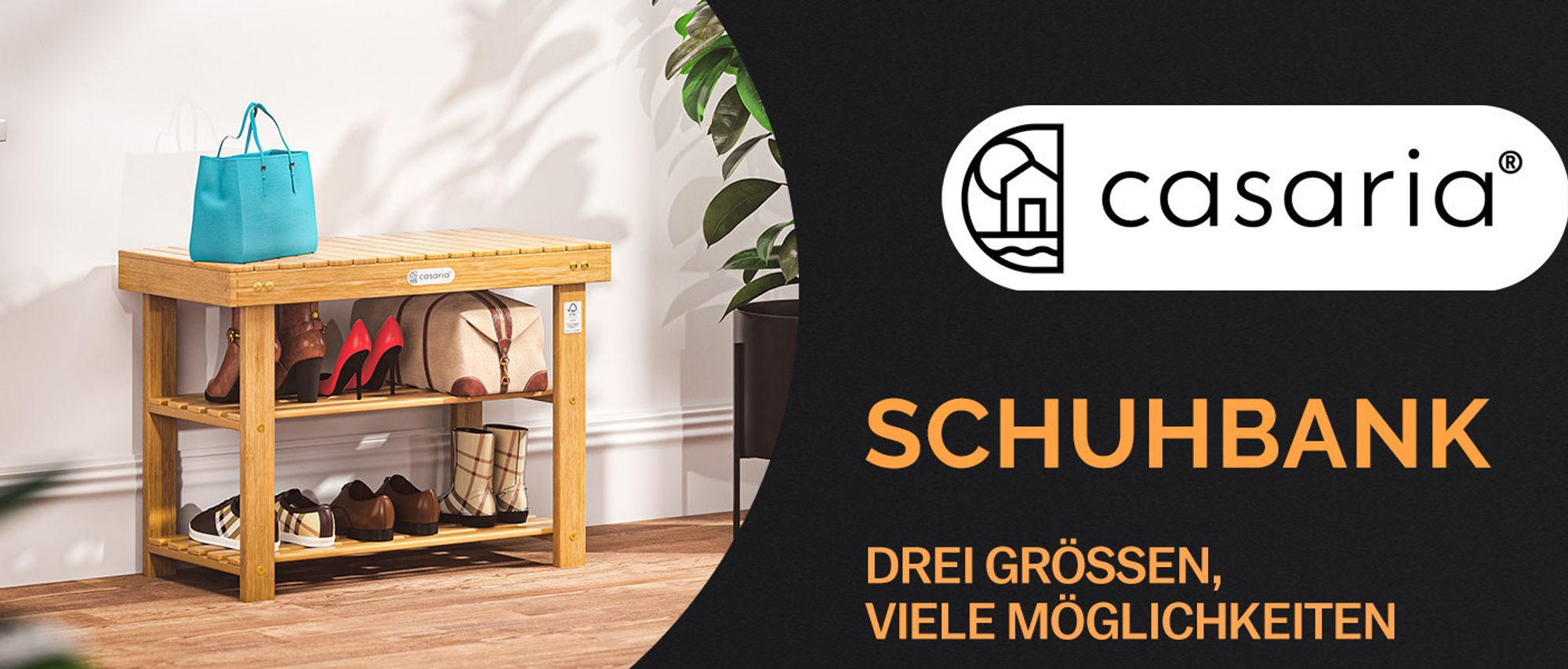 CASARIA® Schuhregal mit Sitzfläche Holz Massiv 160kg Belastbarkeit FSC®-Zertifiziert Akazie 3 Ebenen Flur Bad Schuhbank Sitzbank Schuhschrank Braun