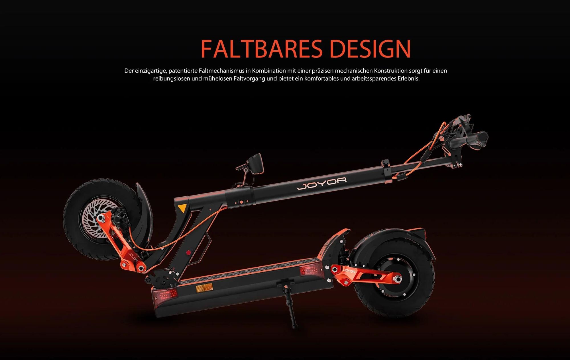 JOYOR T6 Faltbar Elektrorollerr - 600W Motor 48V18AH Akku 10 Zoll Reifen Scheibenbremsen - Schwarz