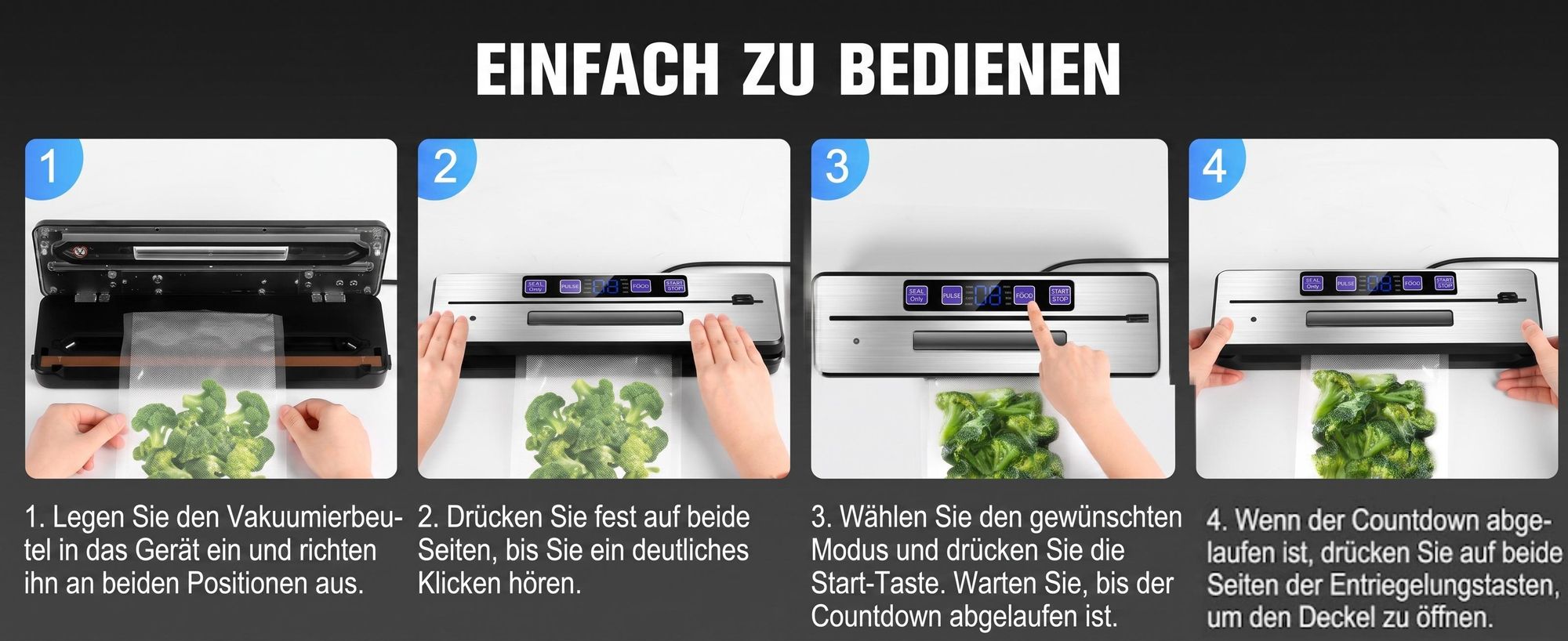 Profi Vakuumiergerät (-80kPa, 30cm) mit UV-Desinfektion & Zubehör