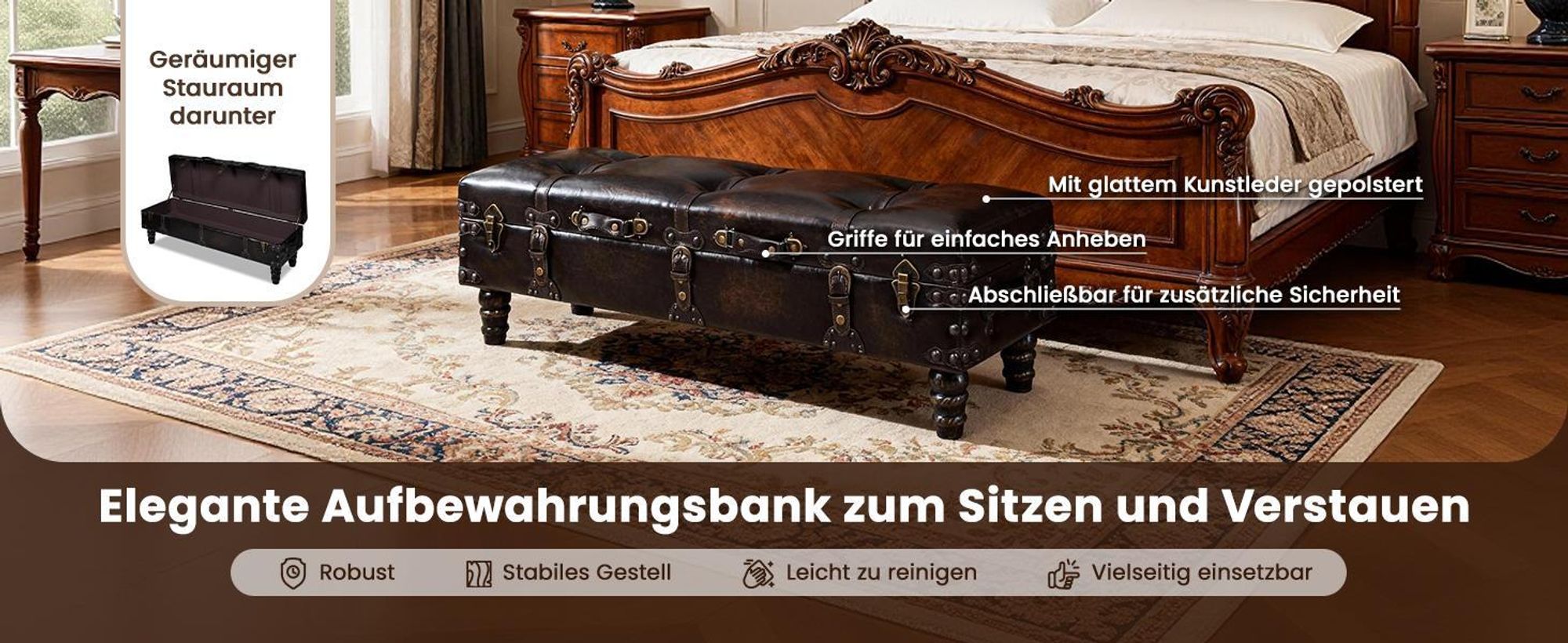 vidaXL Sitzbank Lange Sitztruhe Sitzhocker Aufbewahrungstruhe Bank Braun