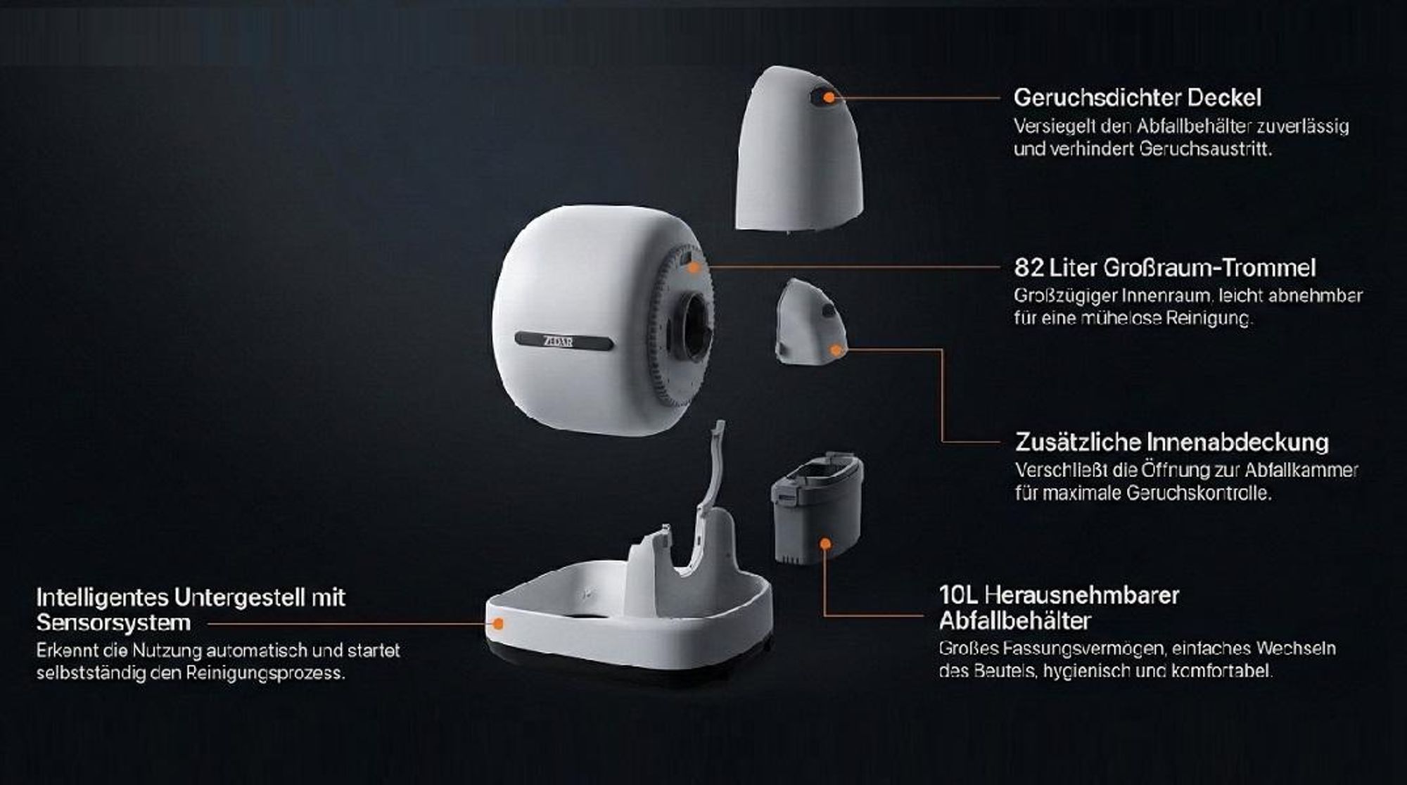Zedar K1200 PRO - Automatische Katzentoilette - Selbstreinigende Katzentoilette - Inkl. App -Mit Katzenstreumatte und 3 Rollen Auffangbeutel - 82L XXL