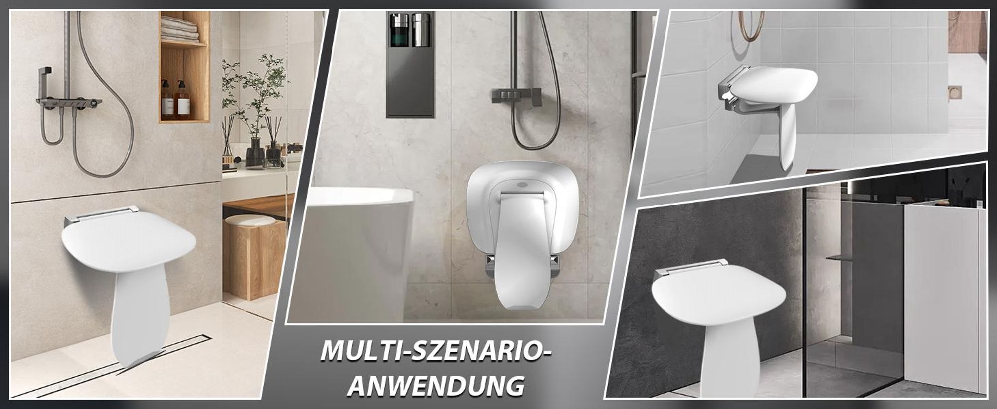HEUFFE Duschsitz Klappbar Wandmontage Duschklappsitz Klappsitz Dusche bis 200kg Badestuhl Duschhocker-Badhocker Hocker Duschstuhl für Senioren, Weiß