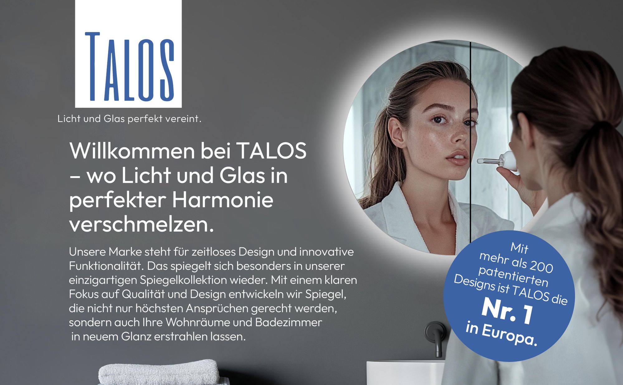 Runder Spiegelschrank mit LED Beleuchtung Ø 60 cm – TALOS Badezimmerspiegel mit Stauraum, Neutralweiß