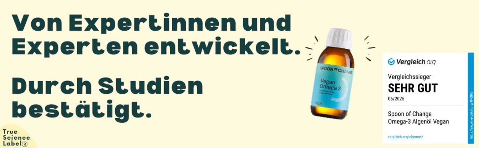 Premium Omega-3 Algenöl (2900mg pro Tag) - DHA & EPA - Kein Fischgeschmack - Zitroniger Geschmack - Triglycerid-Form - Labor - Mit Vitamin D3