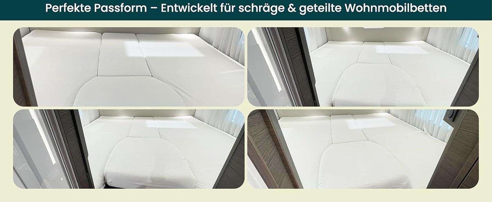 Dexitex Matratzenschoner mit Wasserschutz – 4 Teilig (4er Set) – MultiFit® für Wohnmobil – PVC-Unterlage mit Baumwolle – Weiß