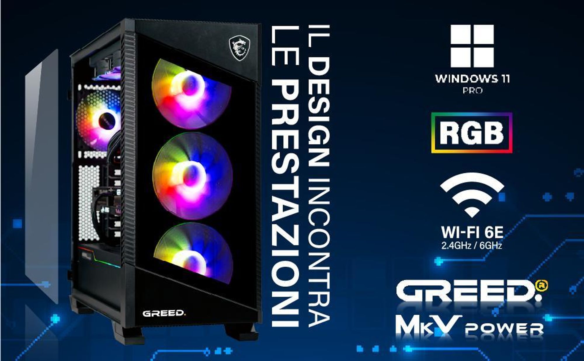 Greed® MK5 Power - PC Gaming - Ryzen 5 9600X - RTX 5070Ti 16GB - Gaming Computer con 5.4GHz - 32 GB DDR5 RAM - 1TB SSD - Watercool - WiFi - W11 Pro