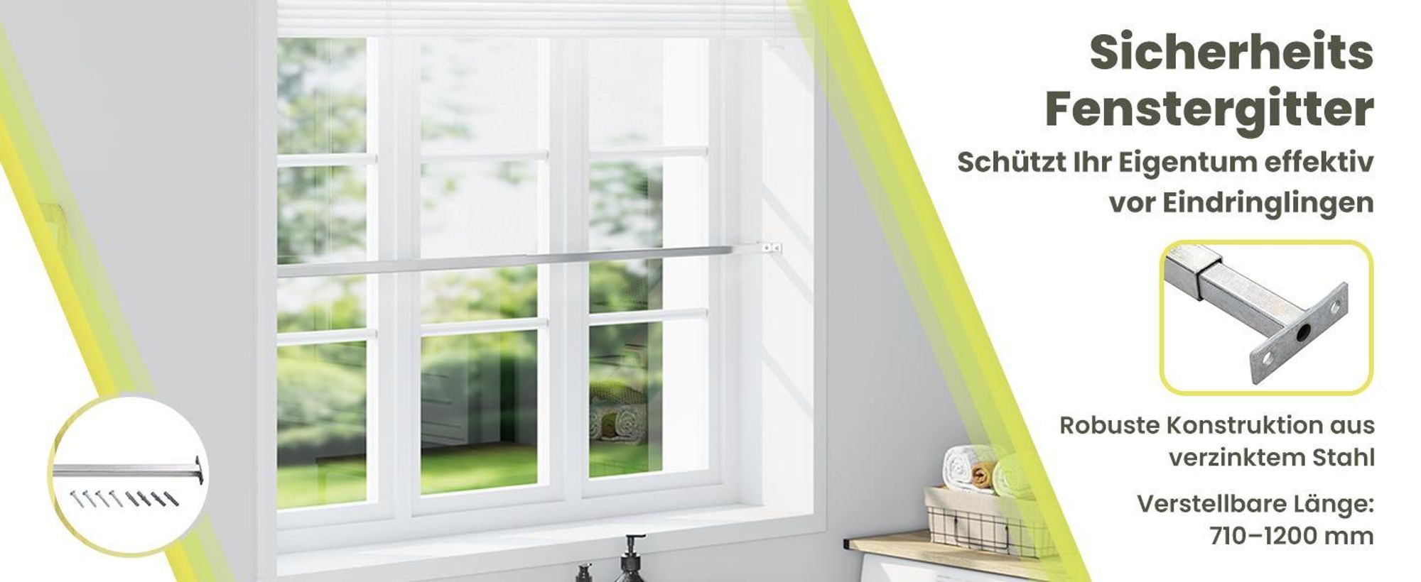 vidaXL Einstellbare Fenster-Sicherheitsstange 710-1200 mm