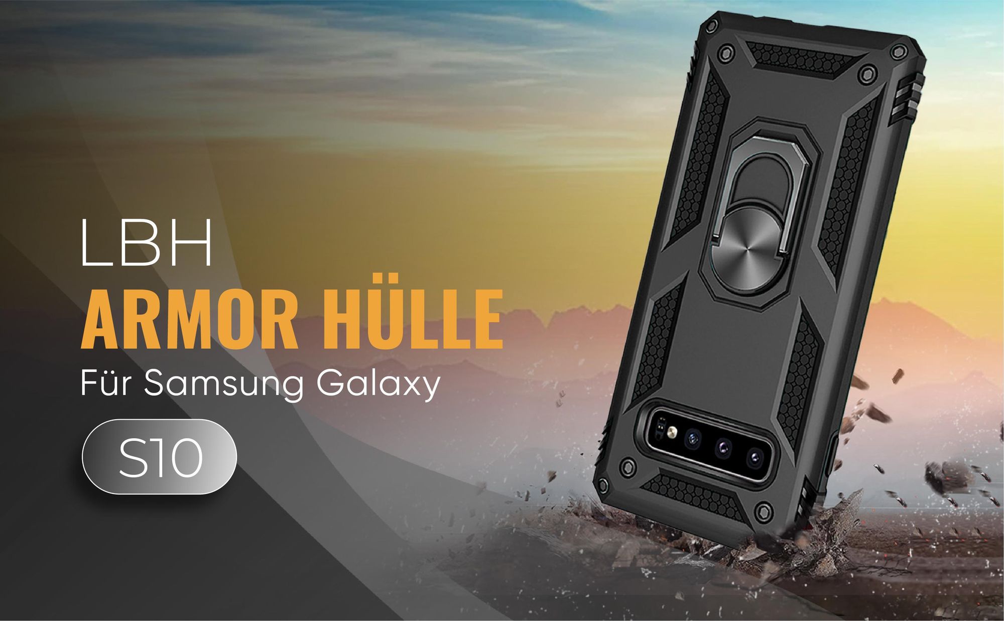 Schwarze Outdoorhülle für Samsung Galaxy S10