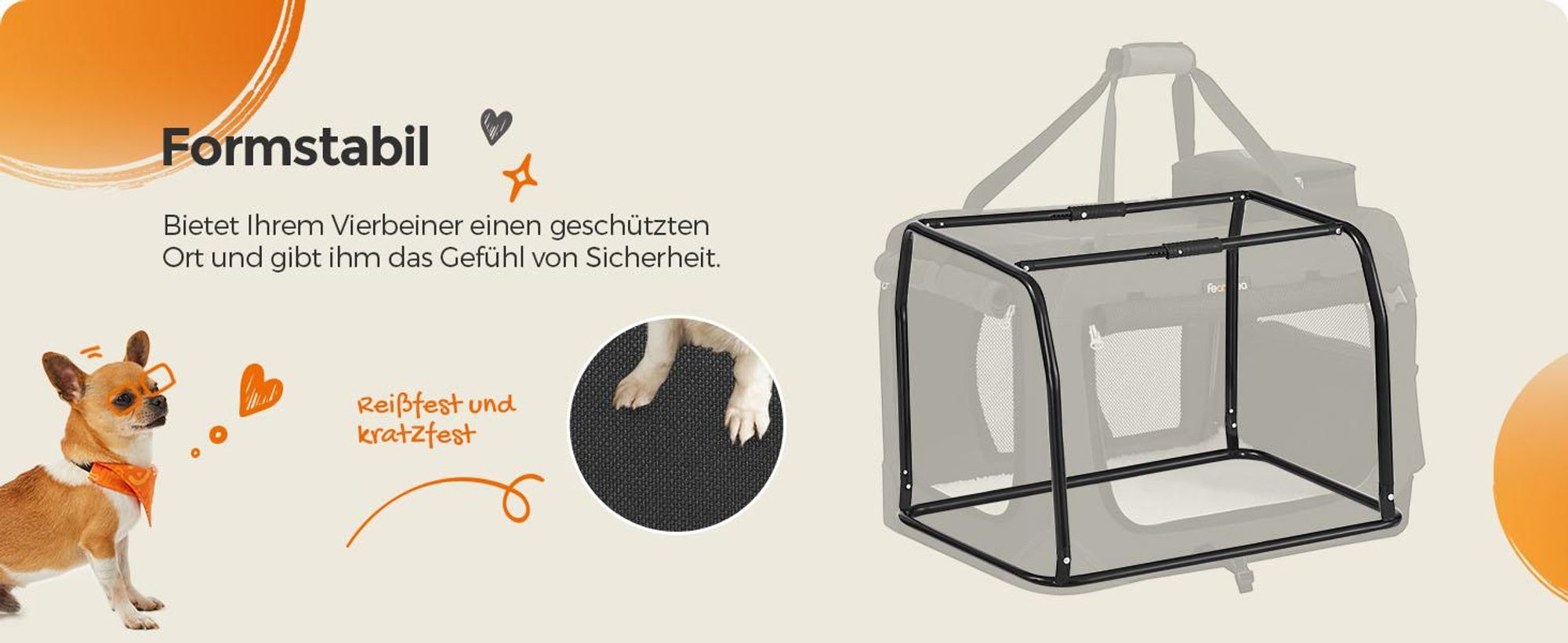 Feandrea M Transportbox faltbar Oxford-Gewebe,Netzstoff,atmungsaktiv,Schwarz