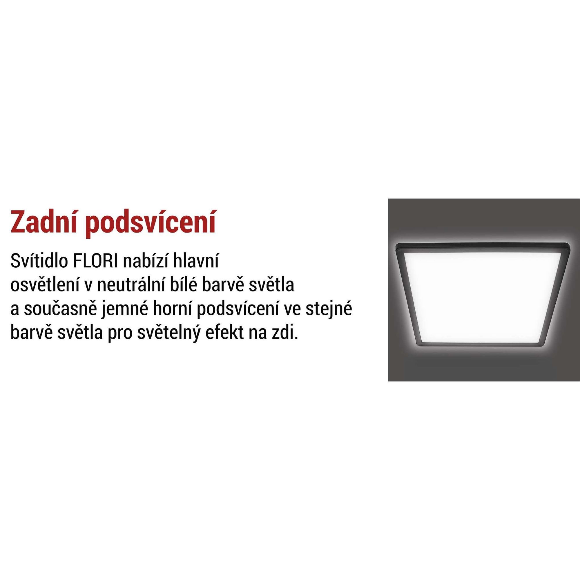 EMOS LED nástěnné/stropní svítidlo FLORI, čtvercové, neutrální bílá 4000 K, 1800 lm, 18 W (místo 115 W žárovky), 29,3 x 29,3 cm, černá, ZM1406