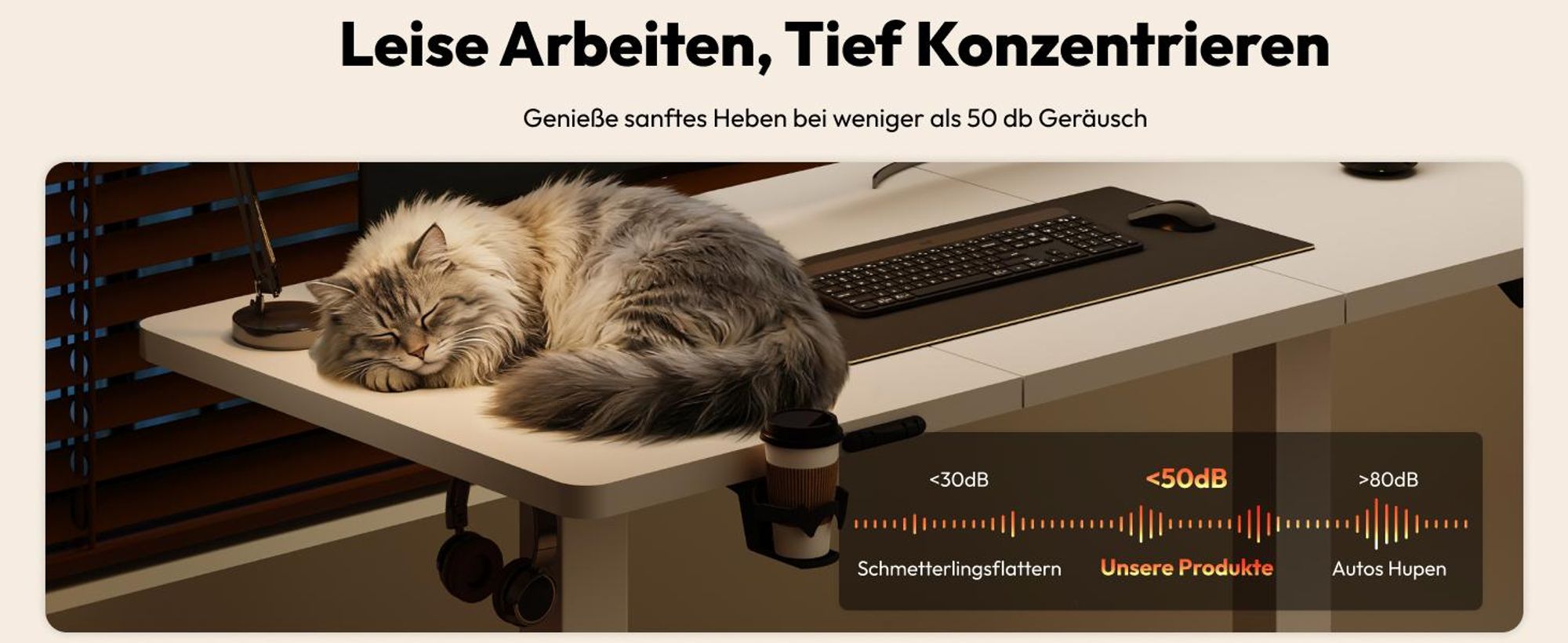 SANODESK QS1 Höhenverstellbarer Schreibtisch, EINTEILIGE TISCHPLATTE, 4 Memory-Funktion, 70 kg Tragkraft, Haken, Kabelmanagement, 110x54cm (Weiß)