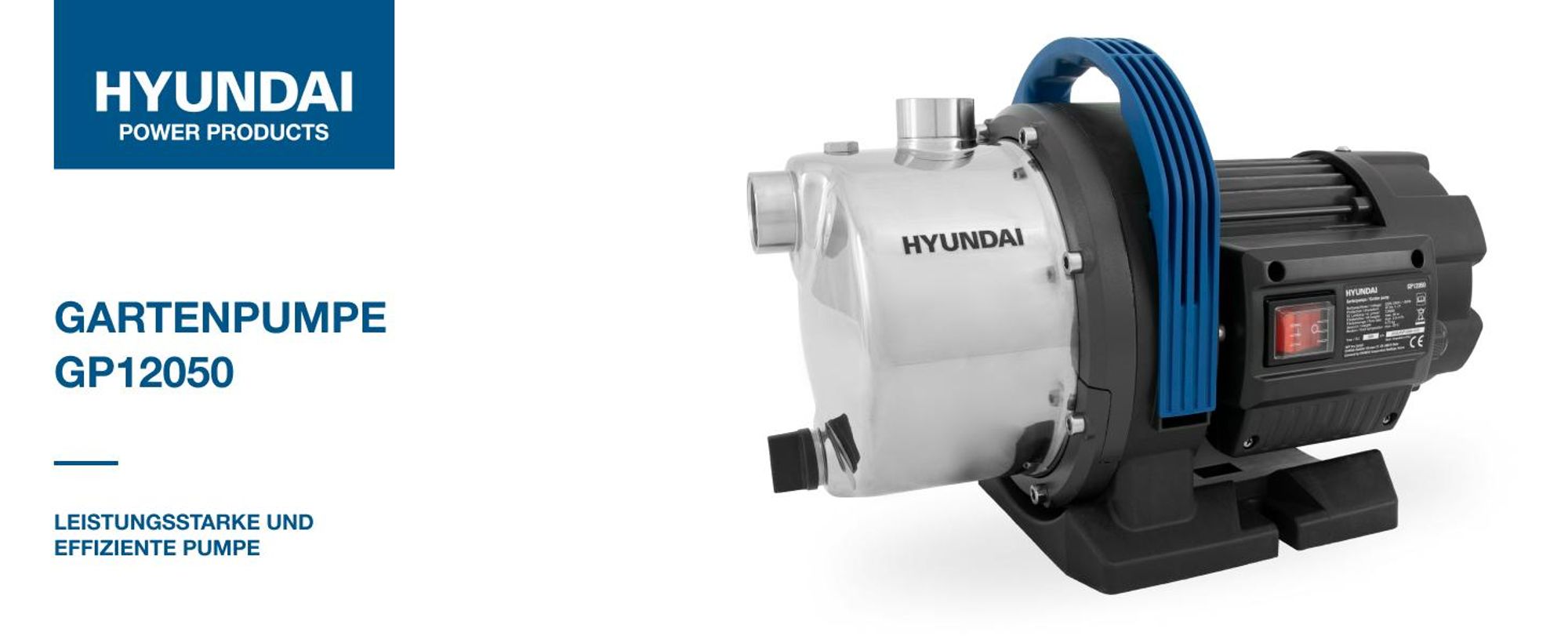 HYUNDAI Gartenpumpe GP12050 (1200W, 5.000 l/h, Förderhöhe max. 50m, Ansaughöhe max. 8m)
