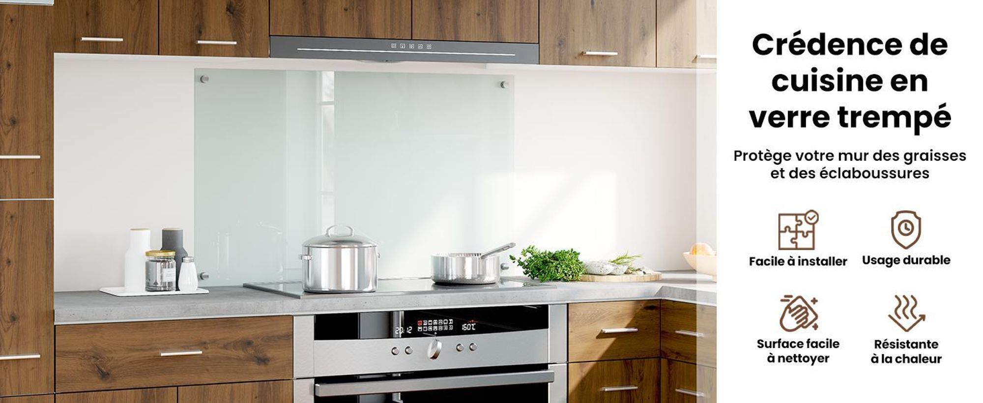 vidaXL Dos de cuisine Transparent 70×40 cm Verre trempé