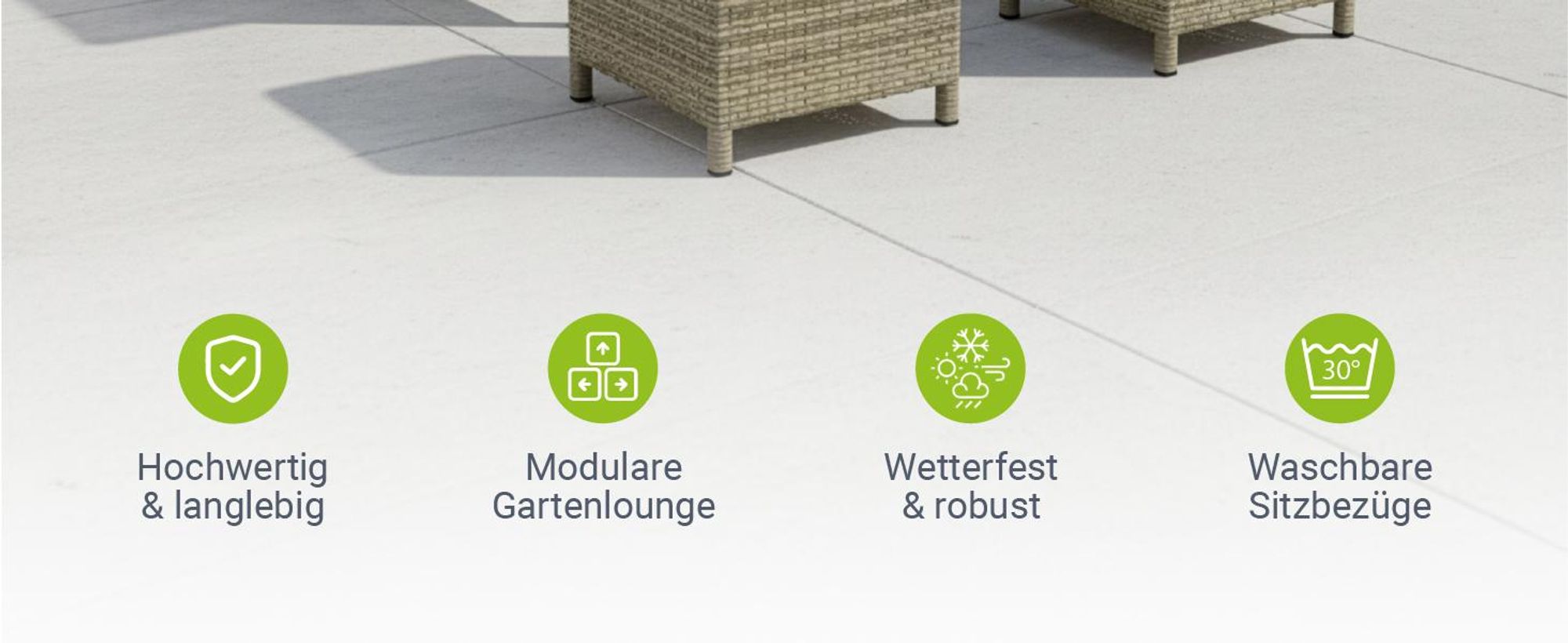 Juskys Polyrattan Lounge Manacor Grau-Meliert und Schwarz