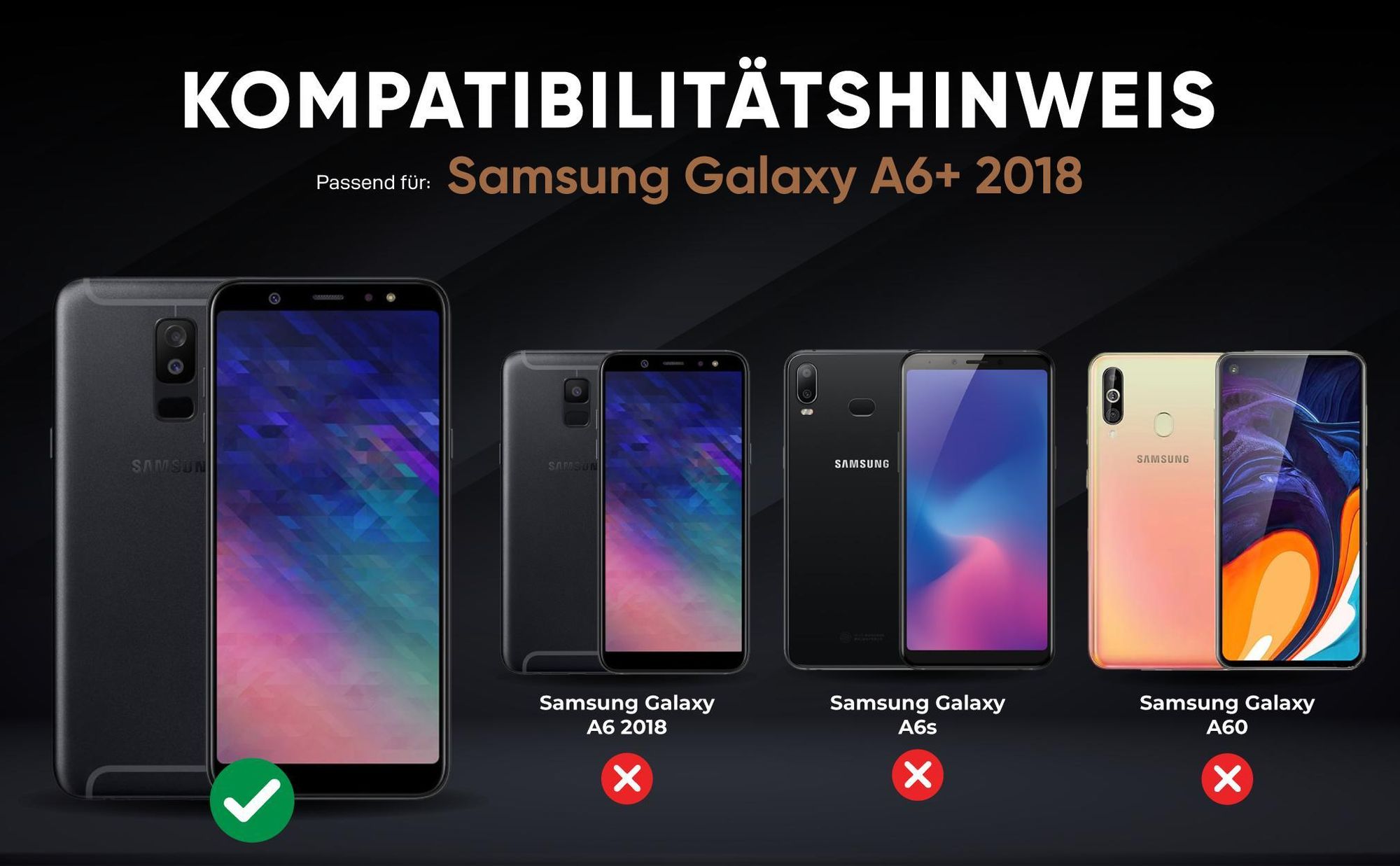 Kompatibilitätshinweise Hülle für Samsung Galaxy A6+ (2018)