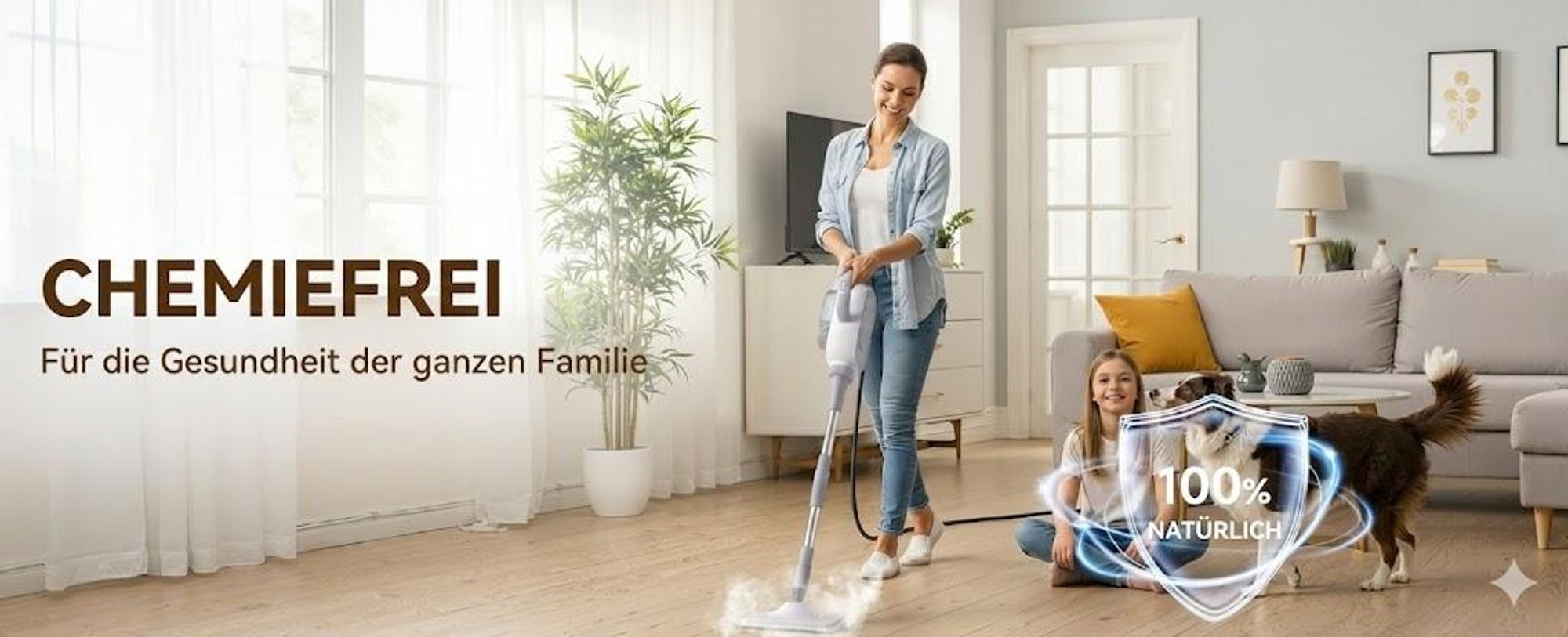 13-in-1 Dampfbesen & Dampfreiniger, 20s Aufheizung, 3 Stufen, 1500W Multifunktions Dampfmopp mit 500ml Tank & 7m Kabel für Böden Teppiche Fenster Glas