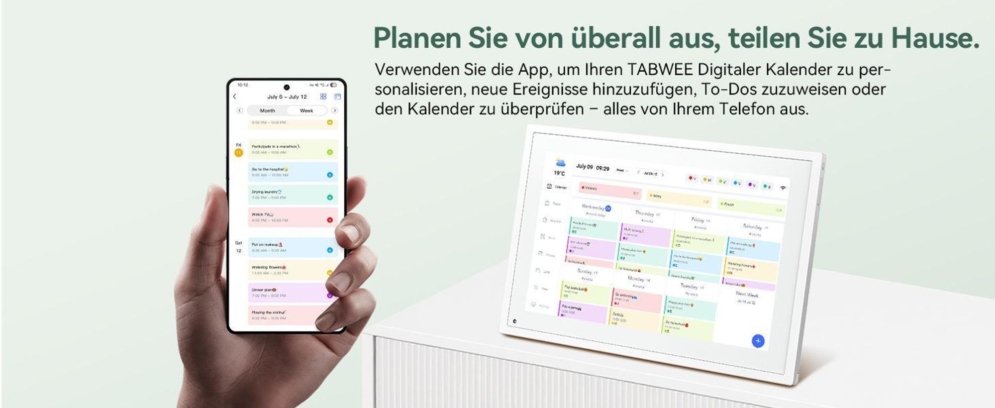TABWEE P10 Digitaler Bilderrahmen, 10 Zoll, Mit Kalender-Funktion, App, 32 GB Speicher, WLAN, HD-Display (1280x800, 16:10) und Multi-Device-Sync
