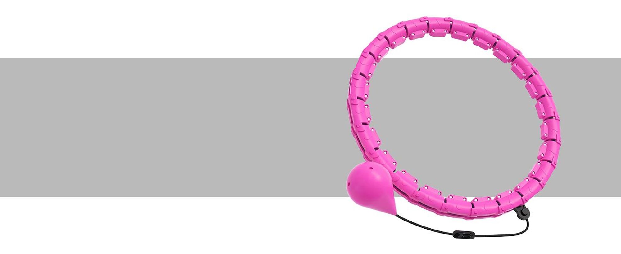 KRUMAD Hula Hoop mit Gewichtskugel, Fitnessreifen 50 cm, verstellbarer Umfang, 360° drehbar, Fitnessreifen mit Noppen, Rosa
