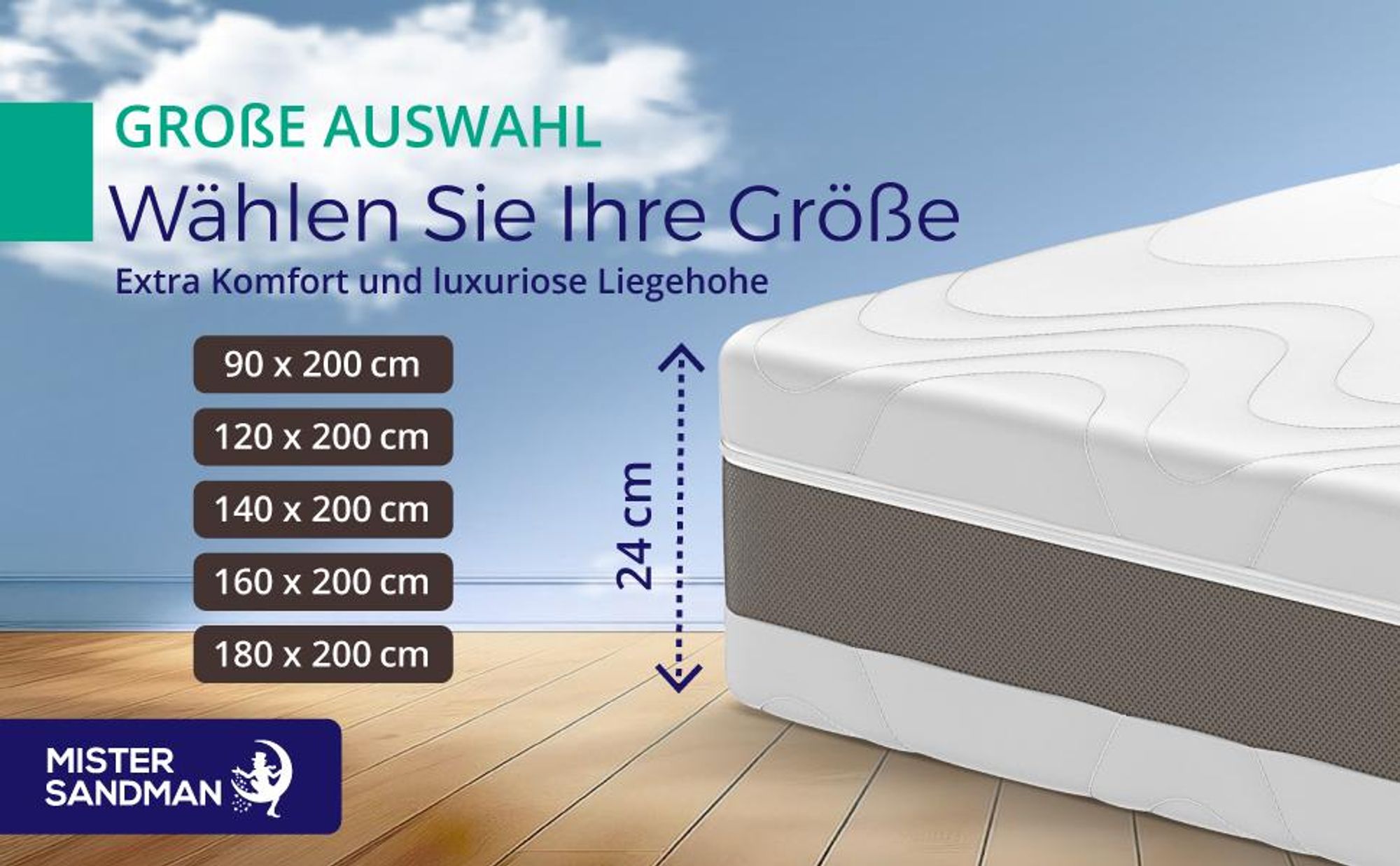 Taschenfederkernmatratze 140 x 200 cm H2 - Höhe 24 cm -  Ergonomische 7-Zonen Matratze -   Federkernmatratze für jede Schlafposition