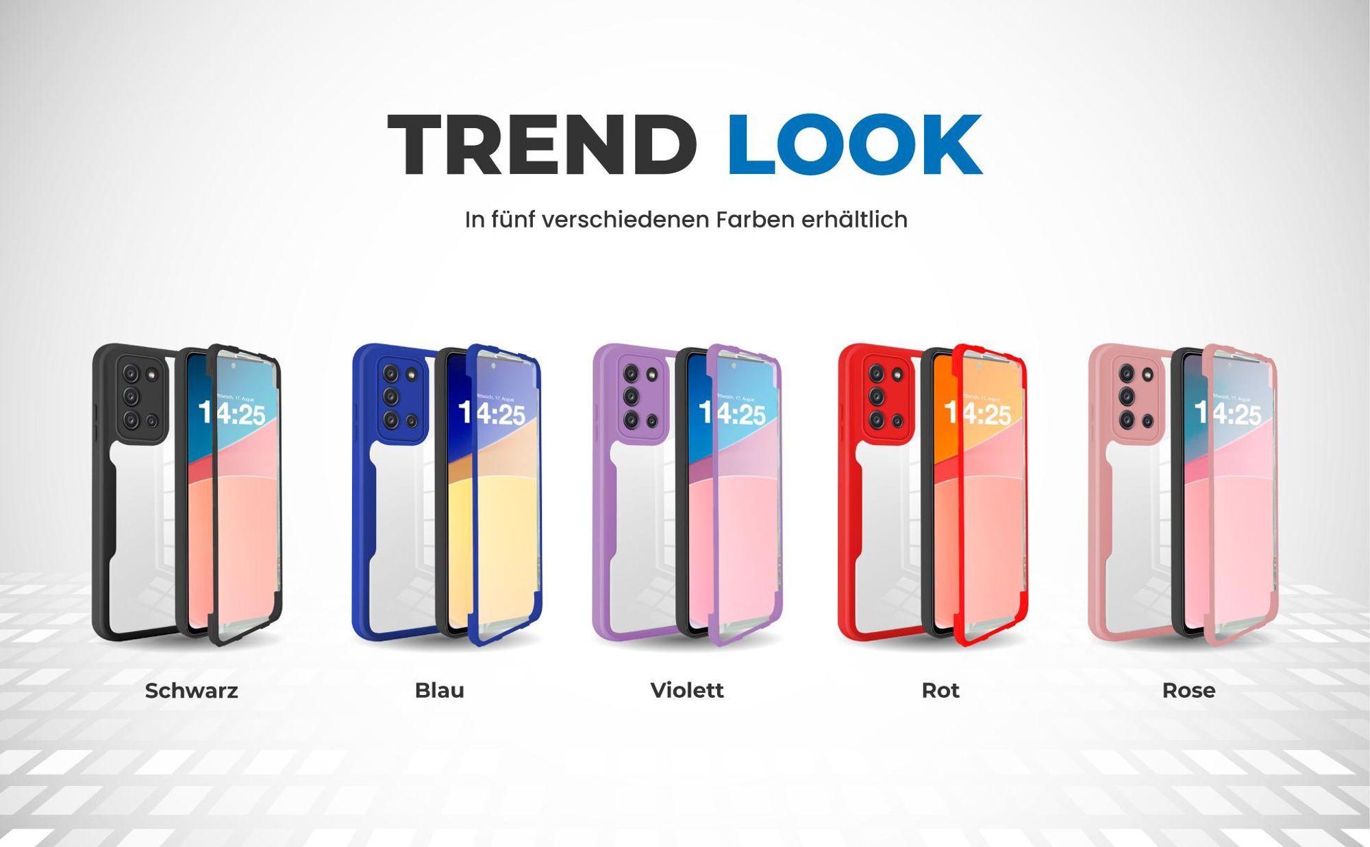 360 Grad Cover Front Back für Samsung Galaxy A21s in verschiedenen Farben