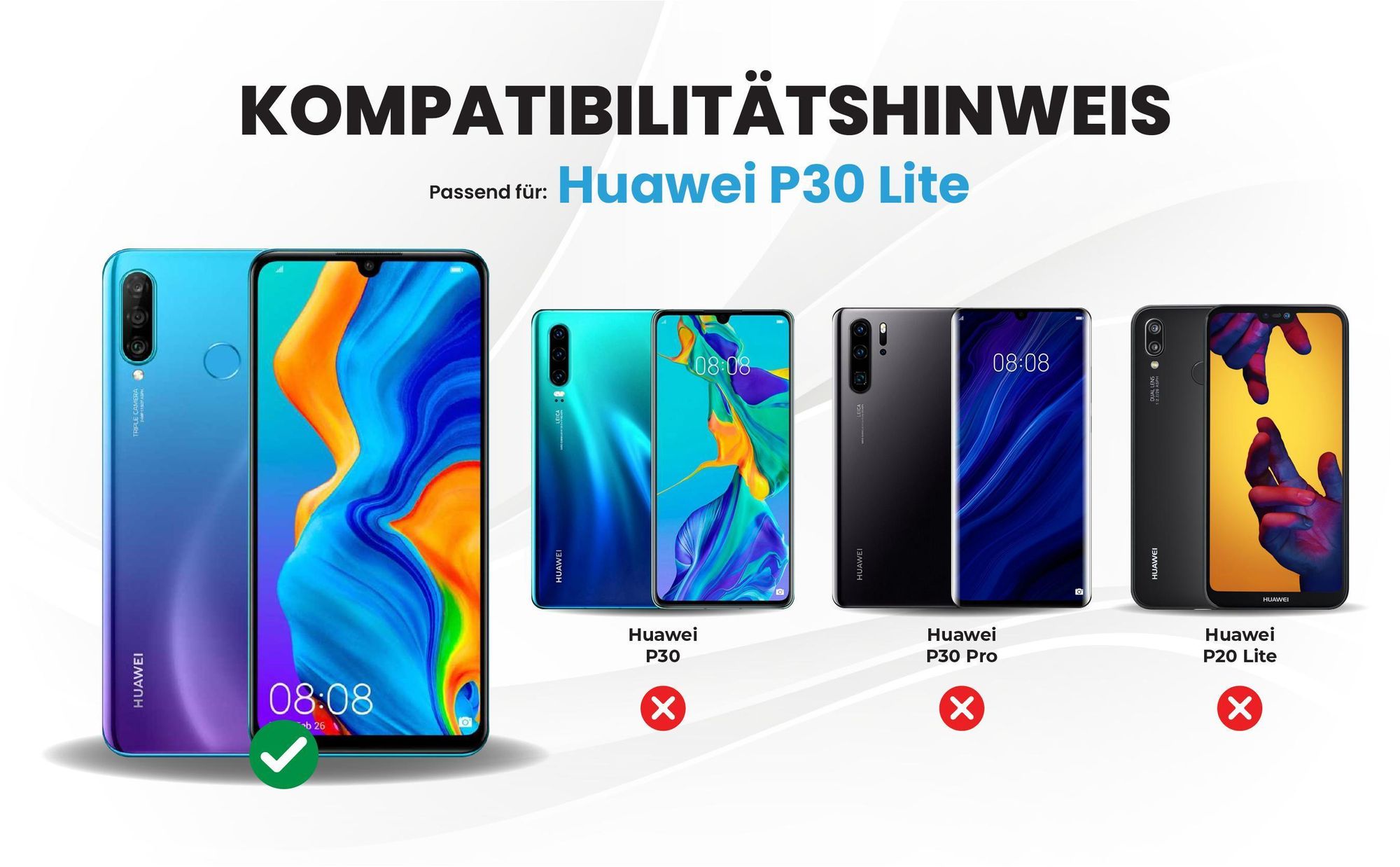 Kompatibilitätshinweise Hülle für Huawei P30 Lite