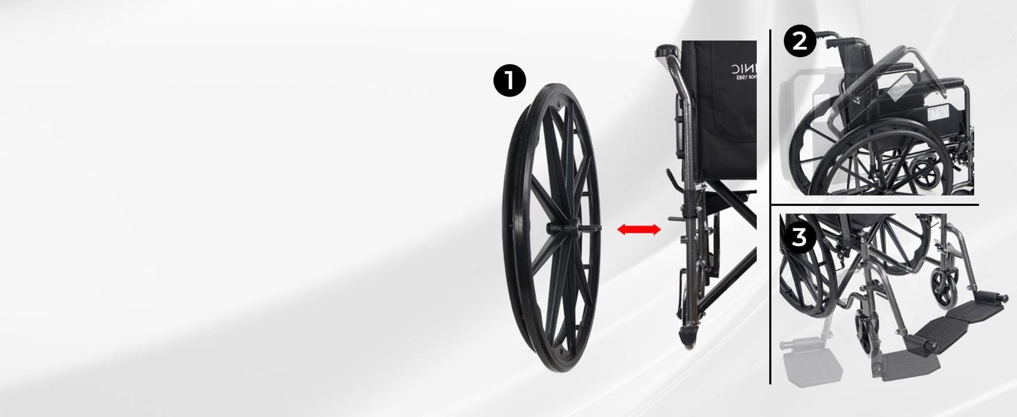 Mobiclinic Rollstuhl faltbar S220 Eisen Stuhl Sitzbreite 40 cm,Bremshebel Rollstuhl stabil