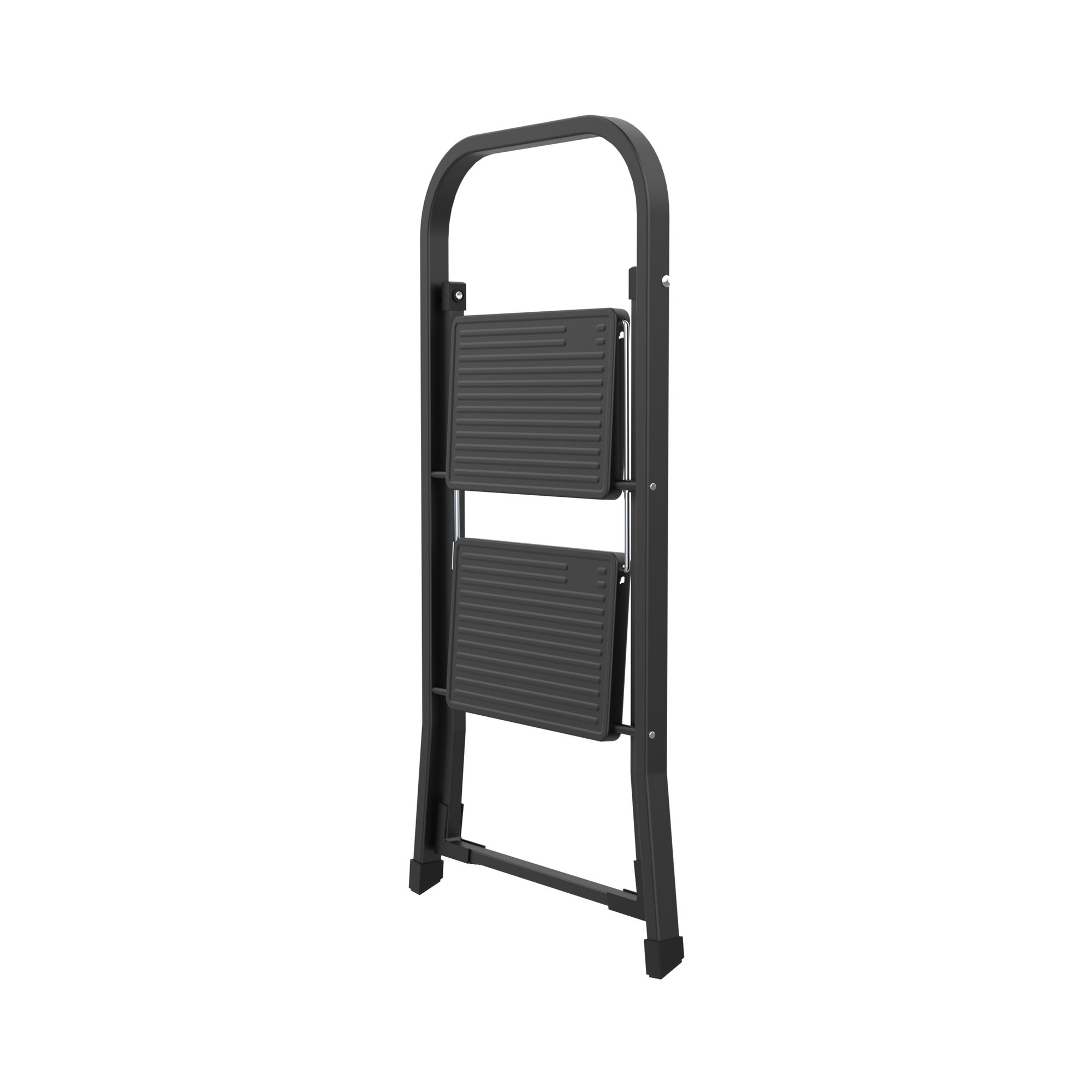 Drabest | Haushaltsleiter 2-stufig - Schwarz - Stabil und leicht - Ideal für Zuhause und Büro