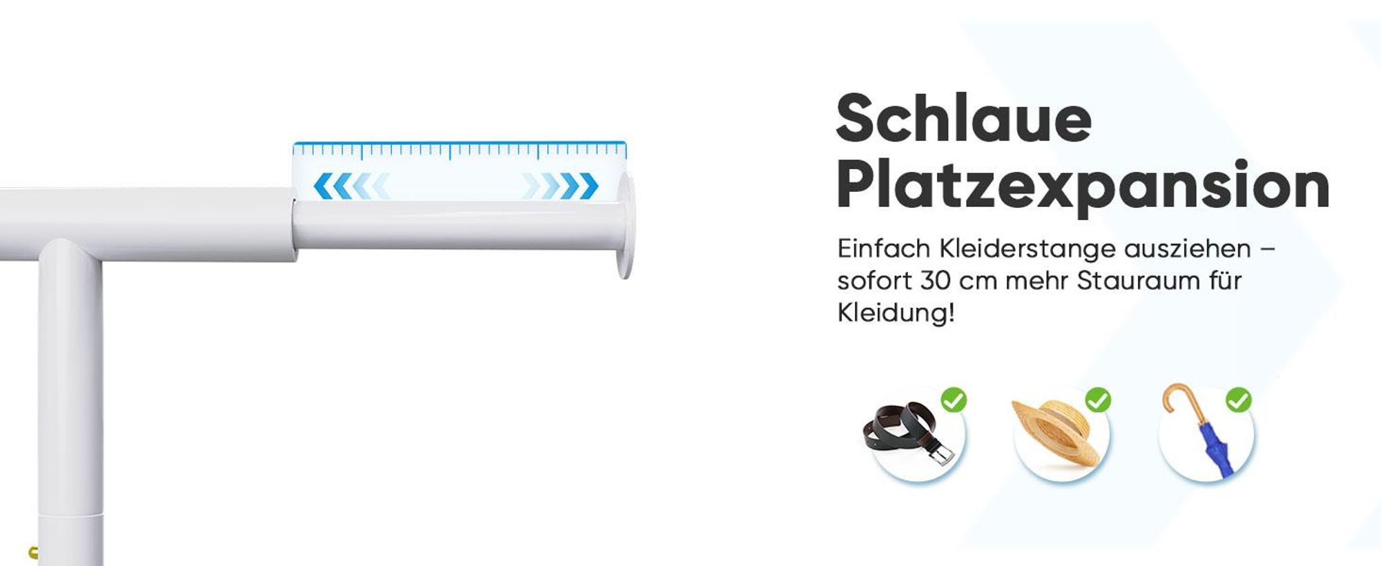 HOKEEPER Profi Doppelter Kleiderständer, bis 272 kg belastbar, Schwerlast Kleiderstange auf rollen (S002W)