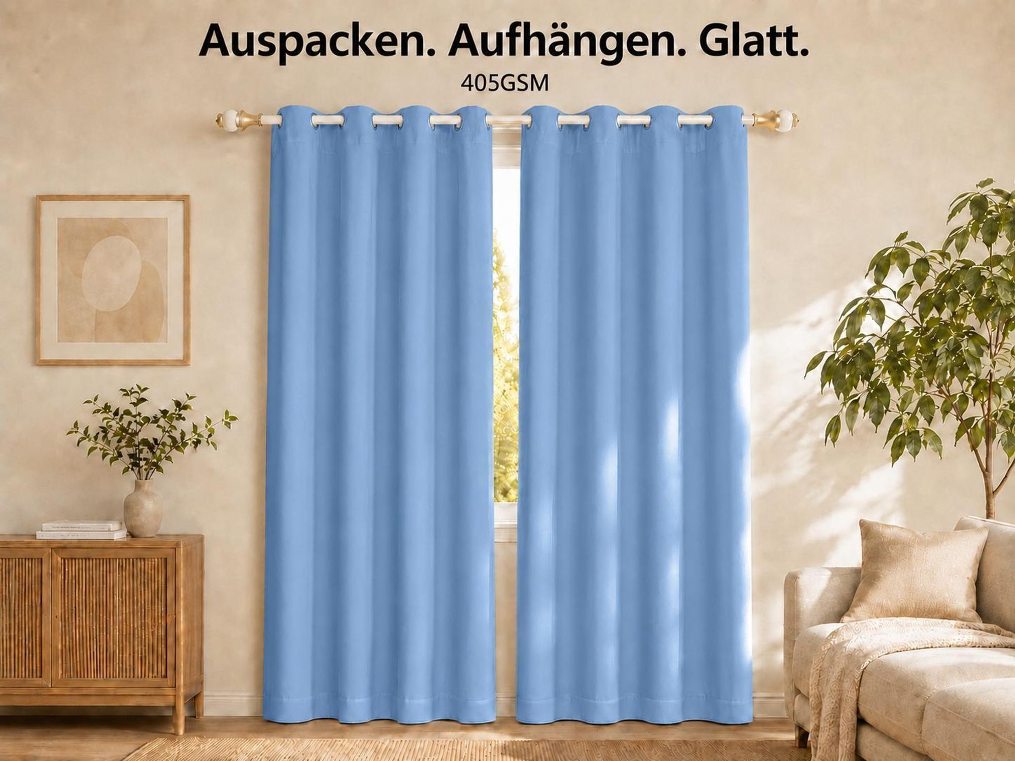 1x 100% Verdunkelung Thermo Vorhänge Blau Blickdicht Verdunkelungsvorhang mit Ösen Einfarbige, 132*244cm