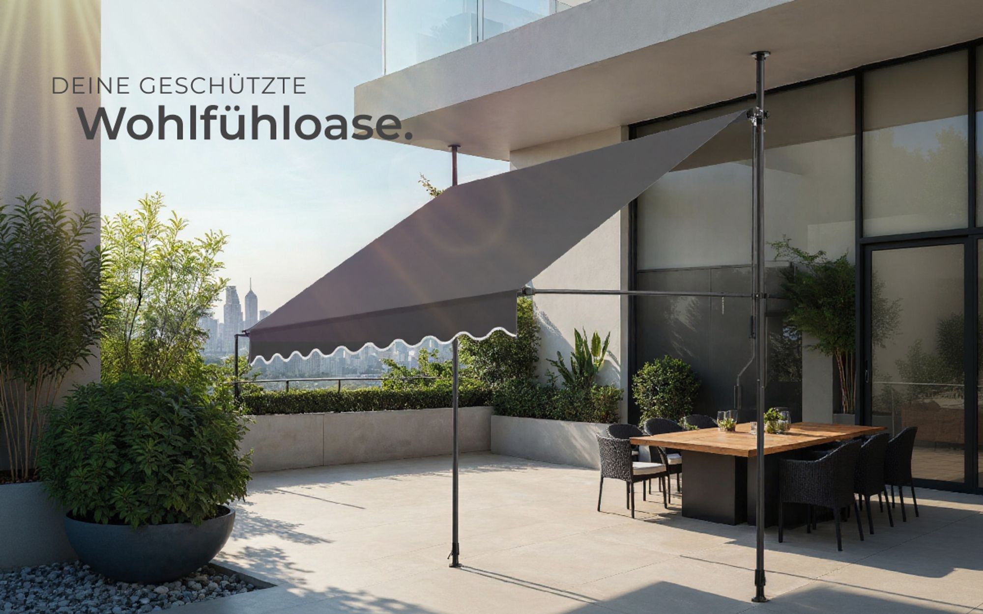tectake® Klemmmarkise mit Handkurbel einfache Montage
