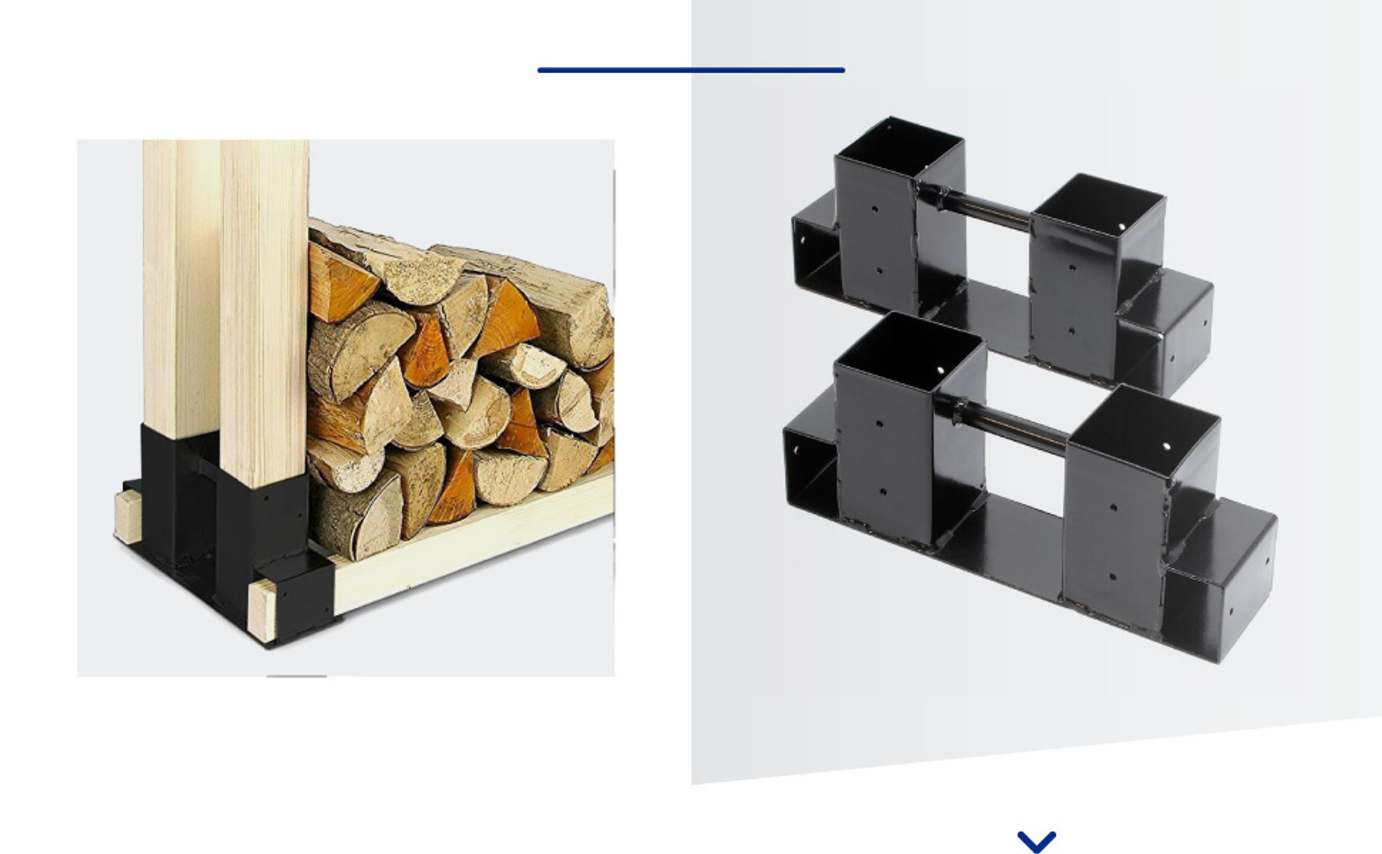 Wiltec Holzstapelhilfe für Kaminholz im 2er Set, 335 x 85 x 130 mm, Brennholz Stapelhilfe Gestell für Feuerholz und Brennholz, Holzhalter
