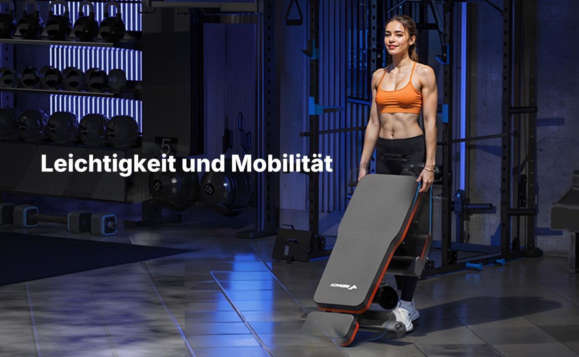 Hantelbank klappbar, 450 kg belastbar, 9-fach verstellbare Rückenlehne, verstellbare Flach- und Schrägbank fürs Home Gym Merach, rutschfest
