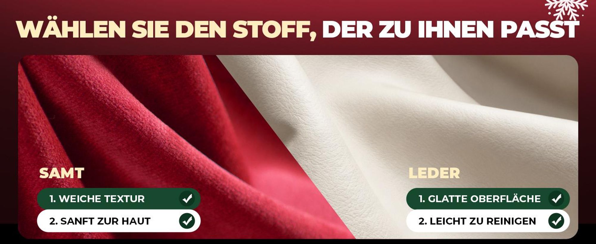 GTPLAYER Gaming Stuhl Weihnachtsmotiv, Gaming Chair mit Fußstütze, extra breite Sitzfläche, mit Federkissen & synchronisierter Armlehne Samt rot